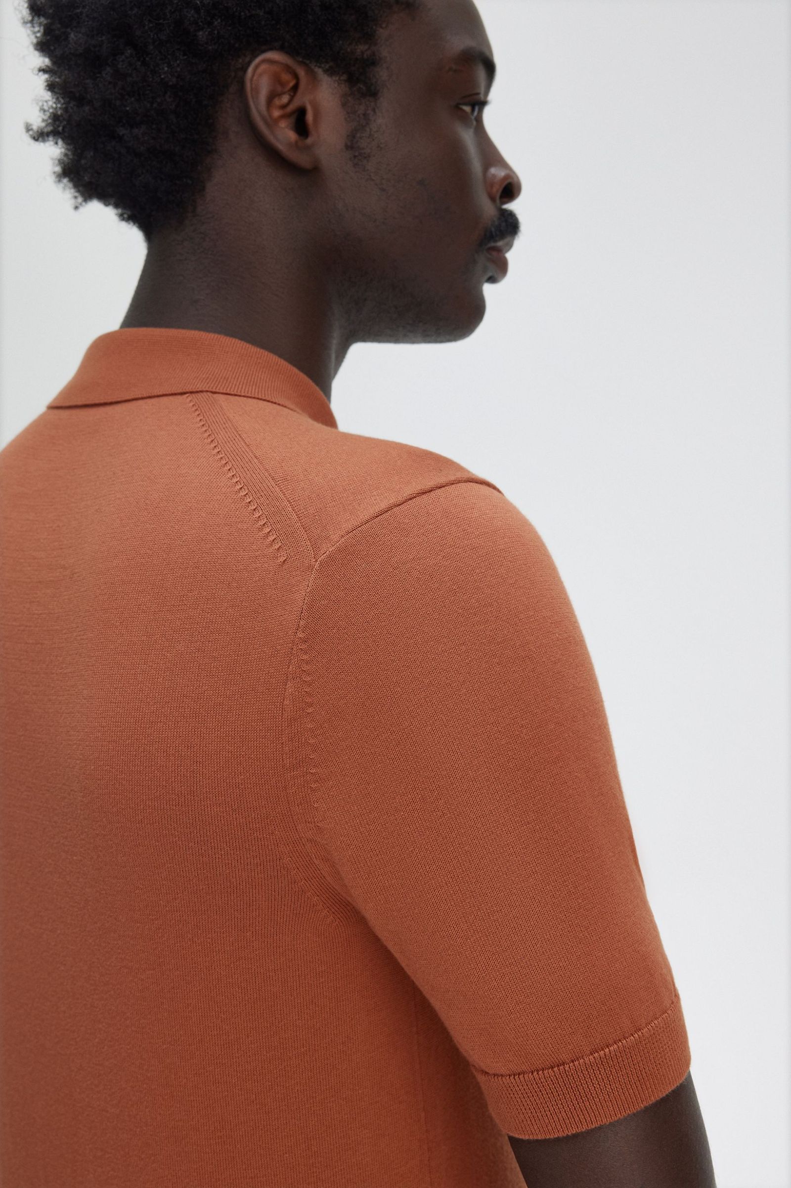 Fred Perry Cotton Knitted Shirt in Cinnamon