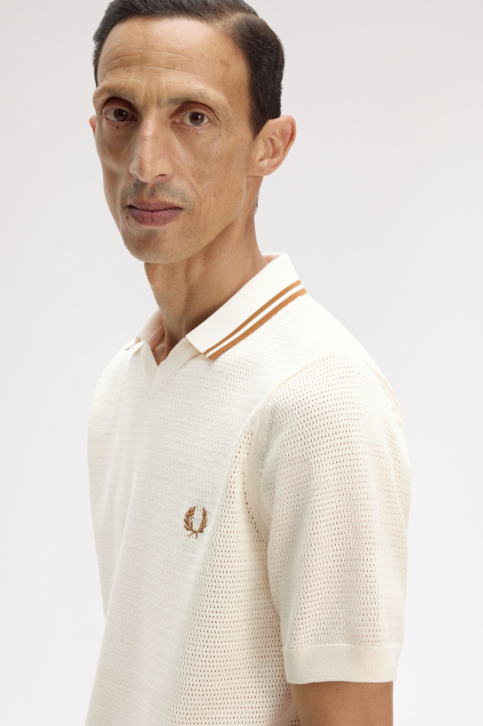 Fred Perry Pointelle Knitted Shirt (Ecru)