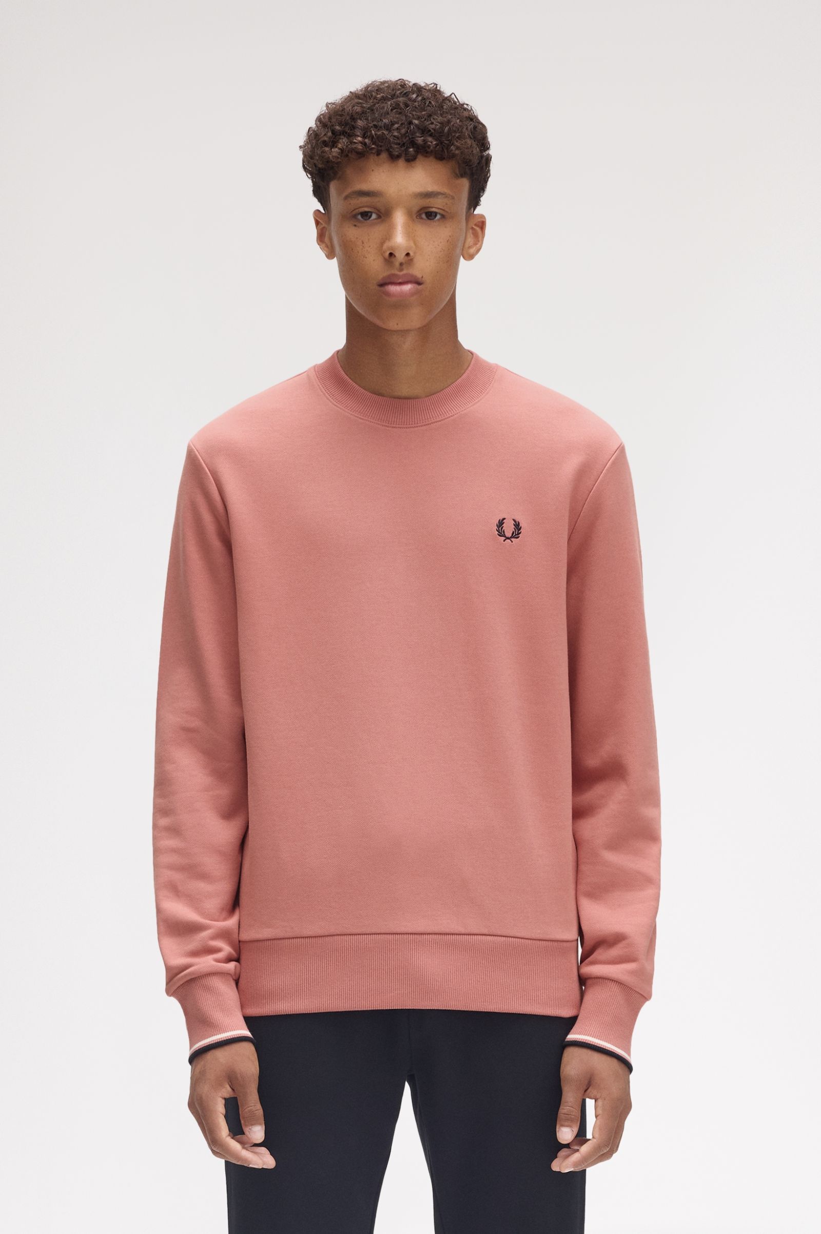 Fred Perry Crew Neck Sweatshirt in Putty Pink