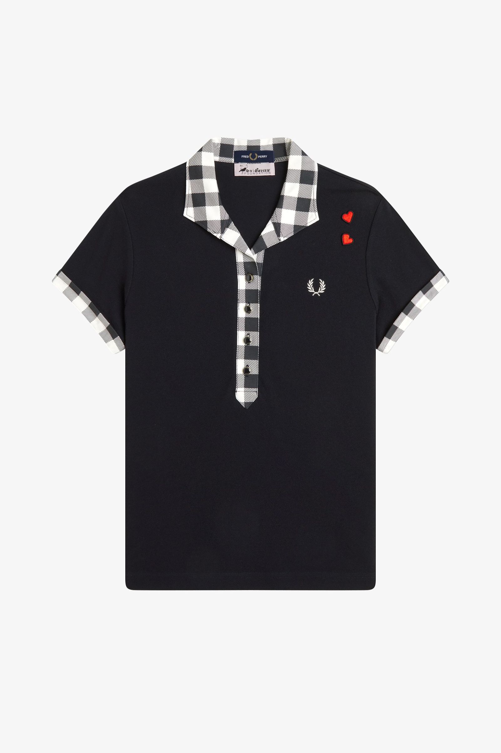 Fred Perry Amy Winehouse Printed Trim Polo Shirt (Black)
