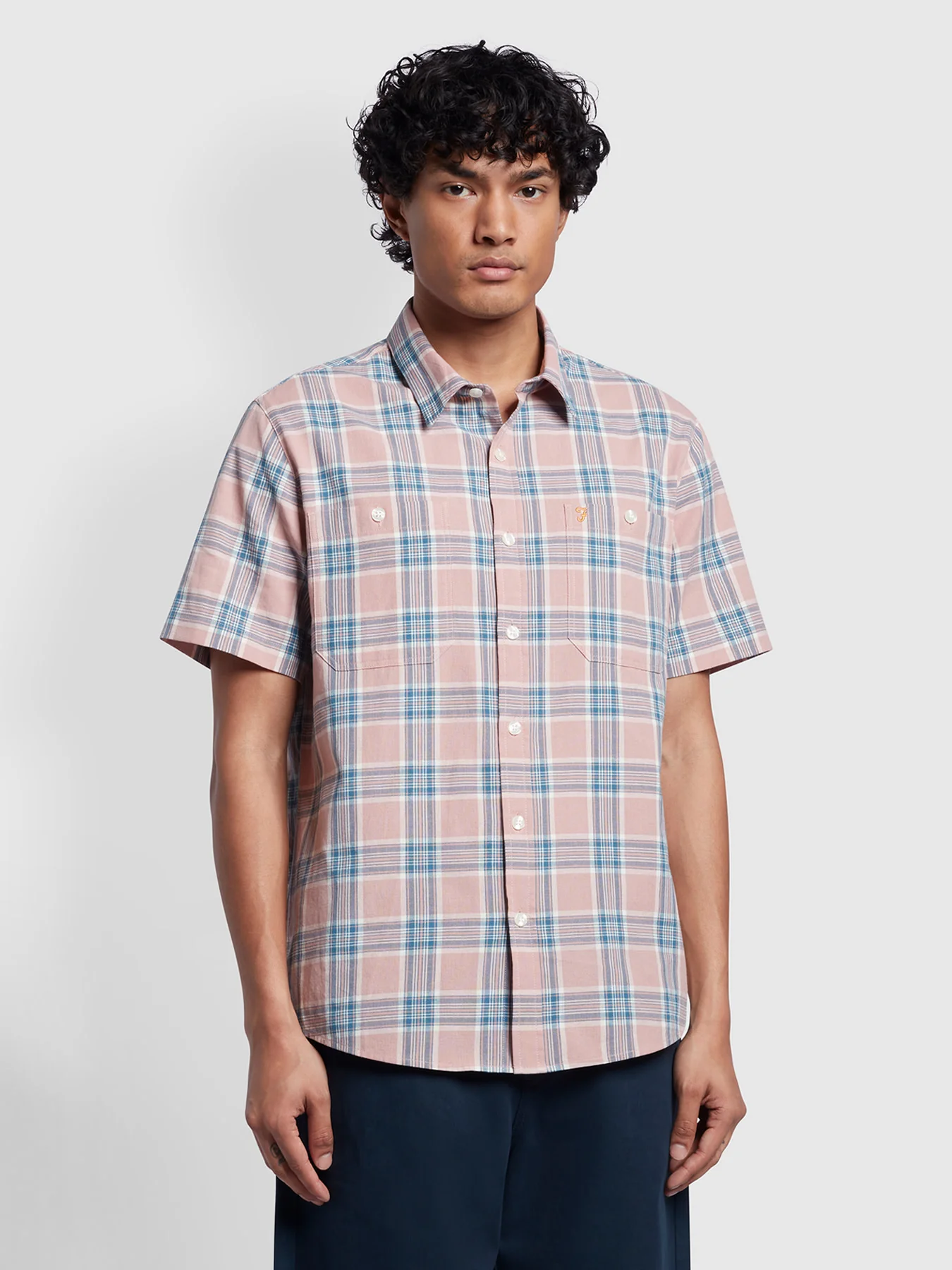 Farah Rocksteady Relaxed Fit Organic Cotton Check Shirt In Dark Pink 