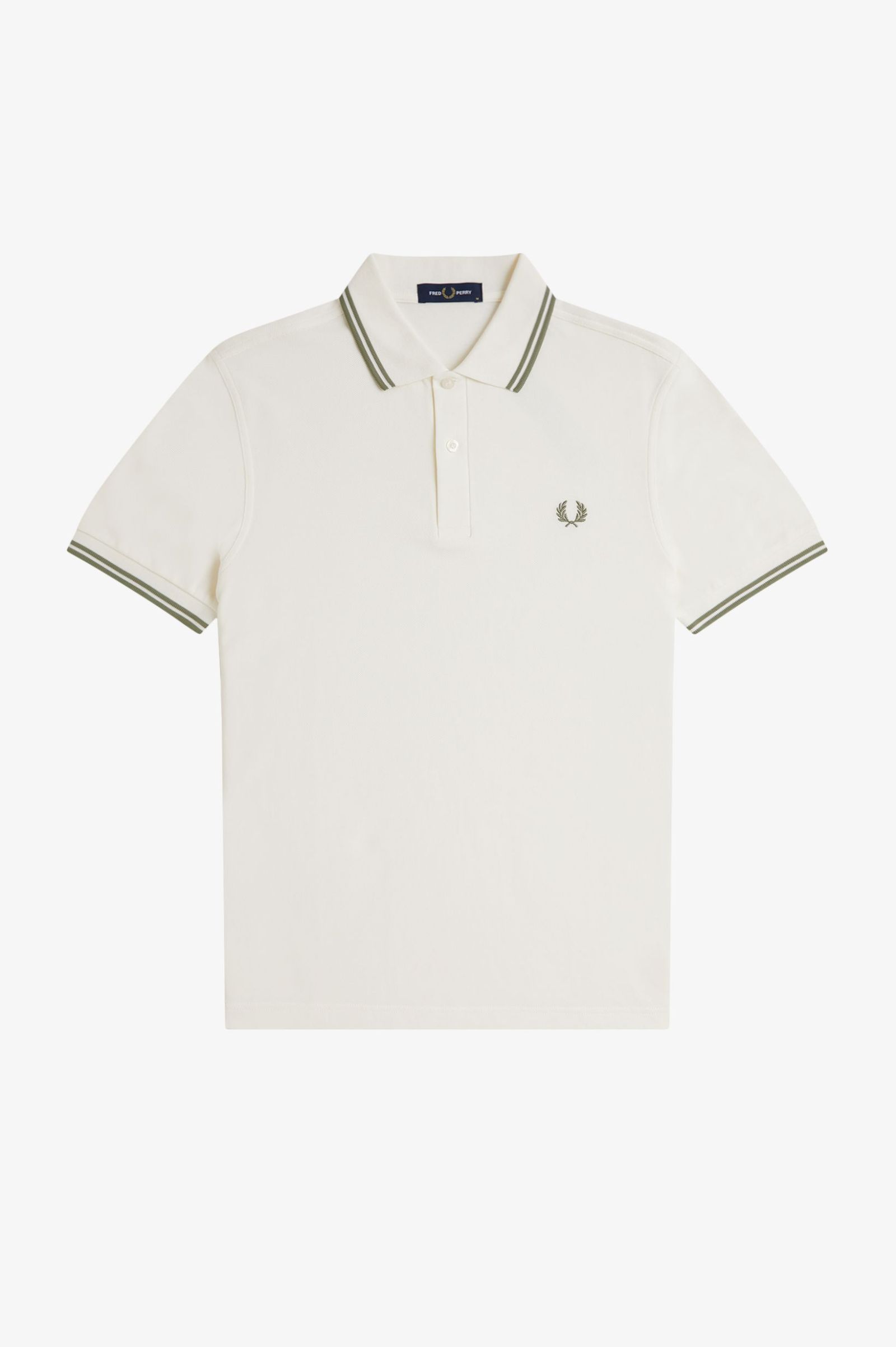 Fred Perry Shirt M3600 in Light Ecru/Olive Mint