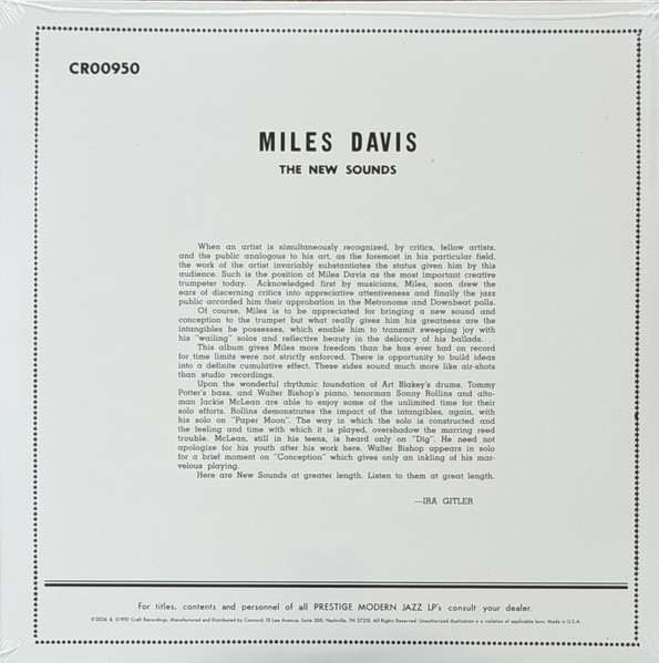 Miles Davis – The New Sounds   (10")     RSD 26
