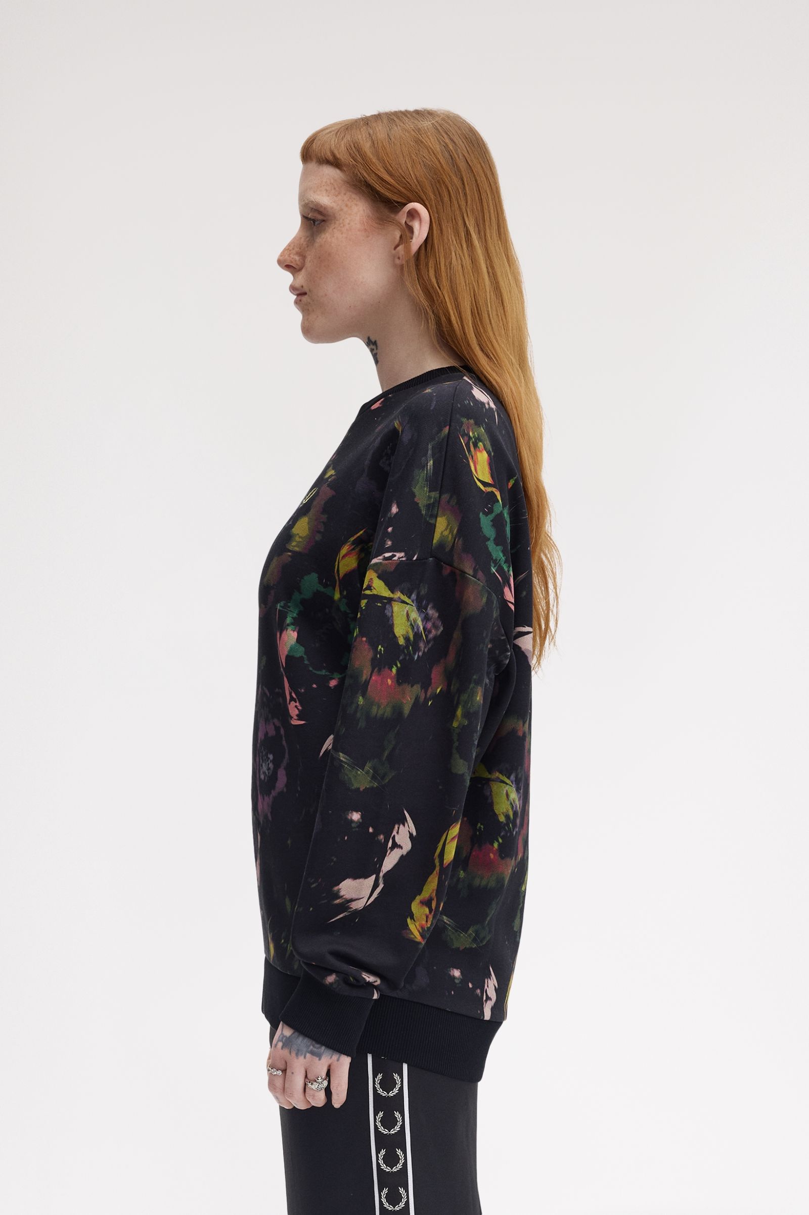 Fred Perry Floral Print Sweatshirt (Black)