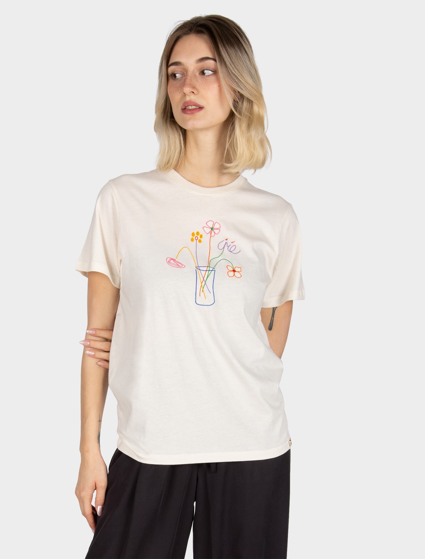 Iriedaily Stitch Flowers T-Shirt (Undyed)
