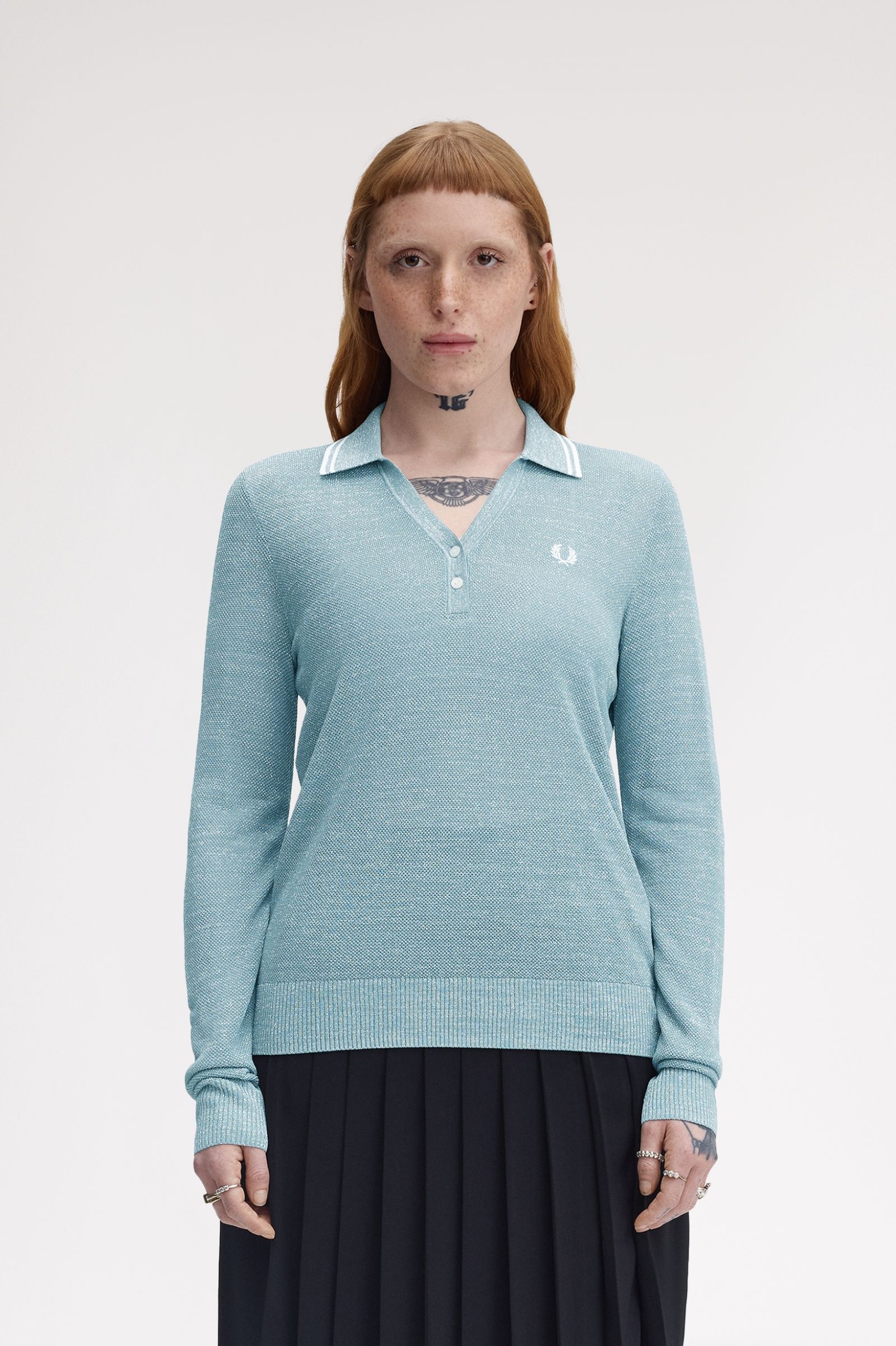 Fred Perry Textured Metallic Knit Polo Shirt