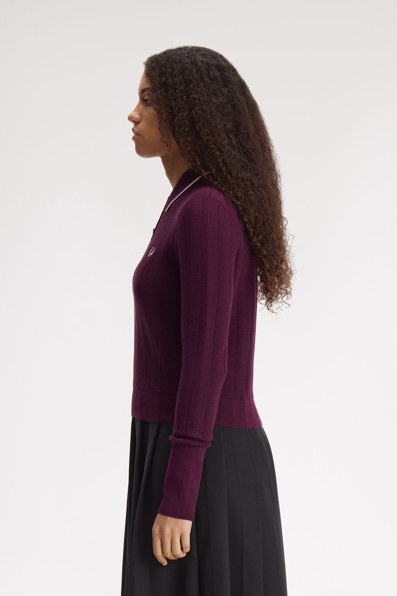 Fred Perry Textured Knitted Shirt (Plum)