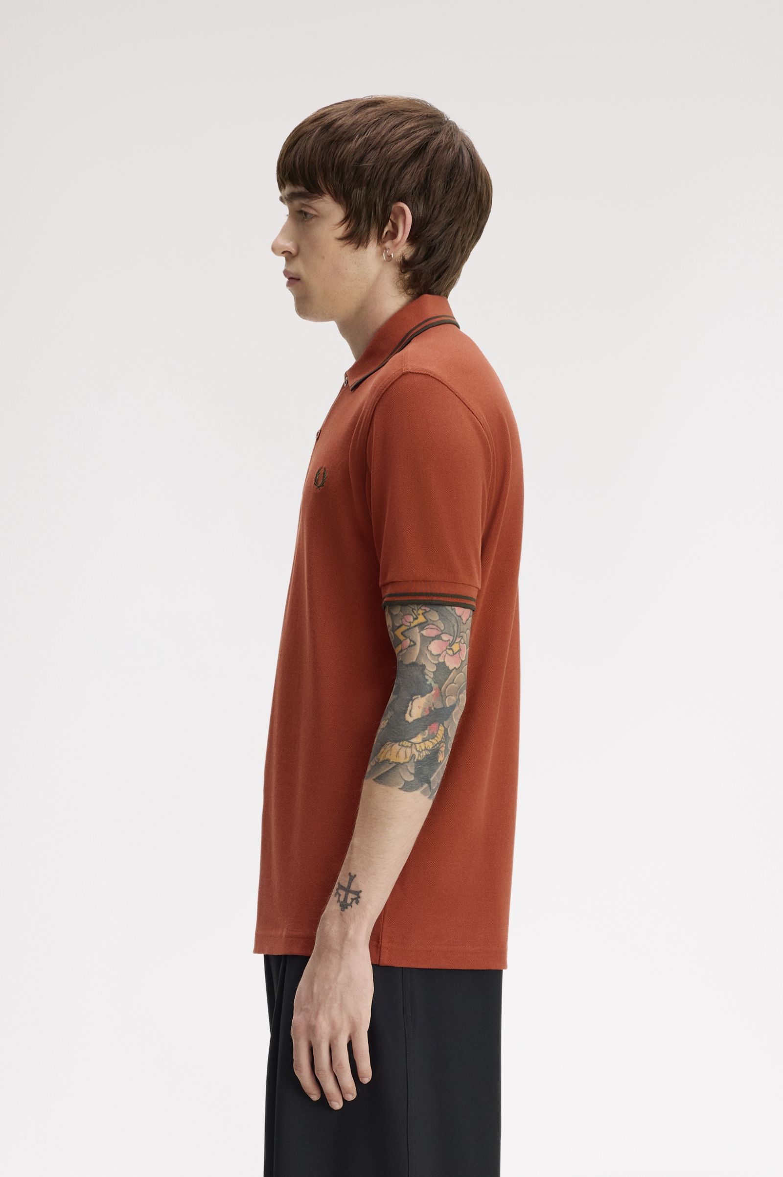 Fred Perry M3600 Twin Tipped Polo Shirt (Brandy/Night Green/Night Green)