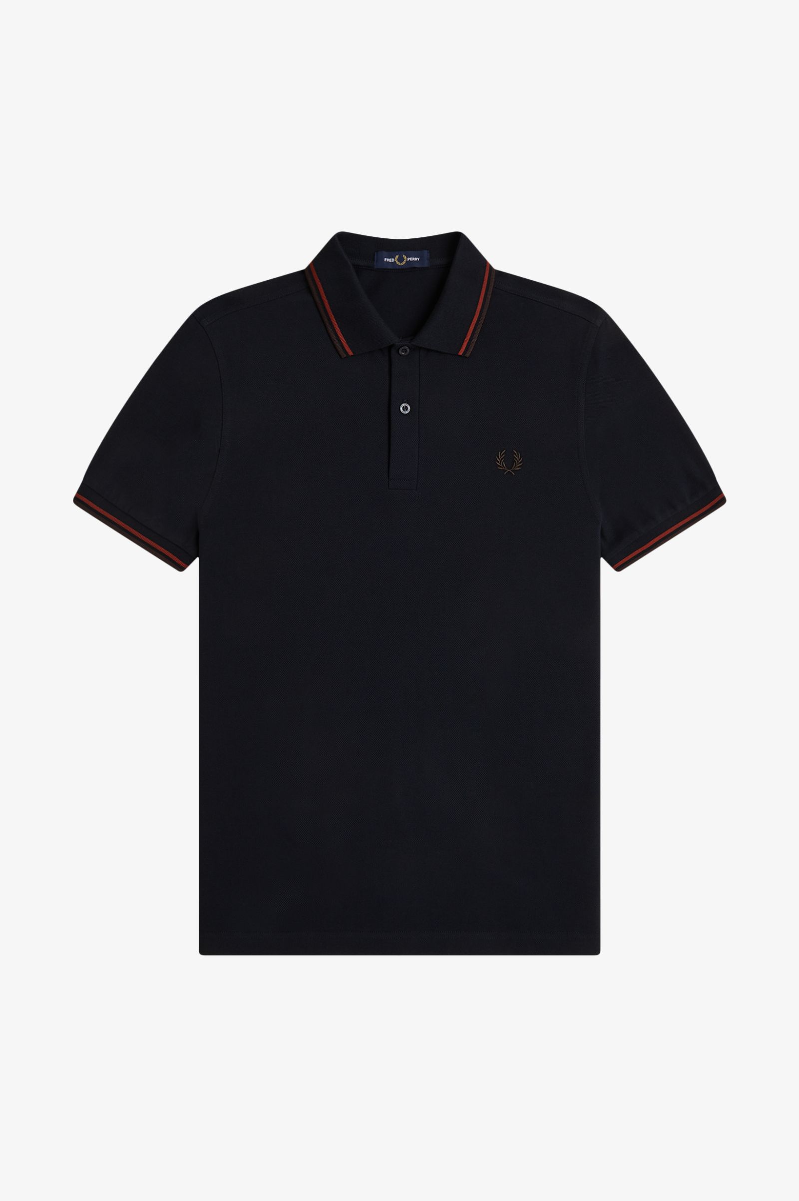 Fred Perry M3600 Twin Tipped Polo Shirt (Navy/Brandy/Rich Brown) 