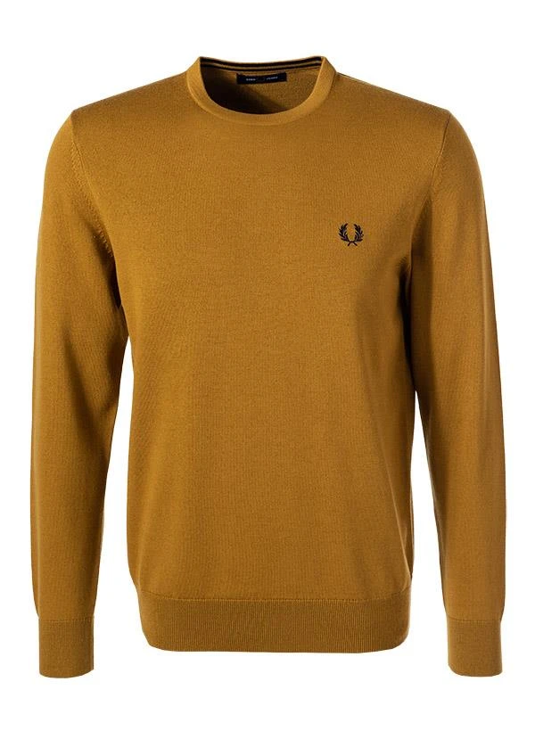 Fred Perry Classic Crew Neck Jumper in Darck Caramel
