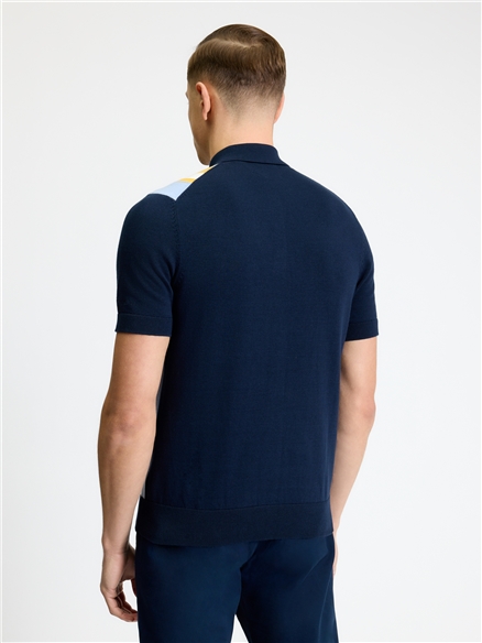 Ben Sherman Short Sleeve Vertical Stripe Polo (Dark Navy)