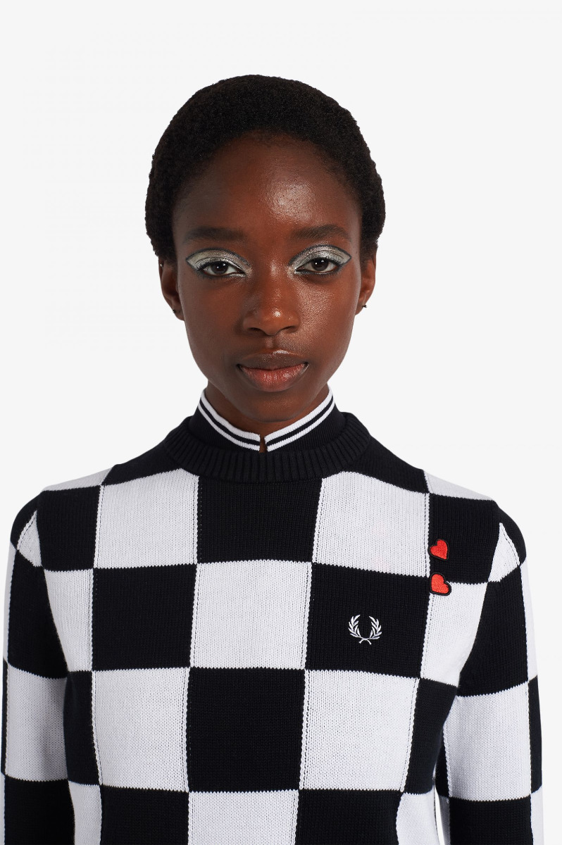 Fred Perry DamenPullover Checkerboard Black