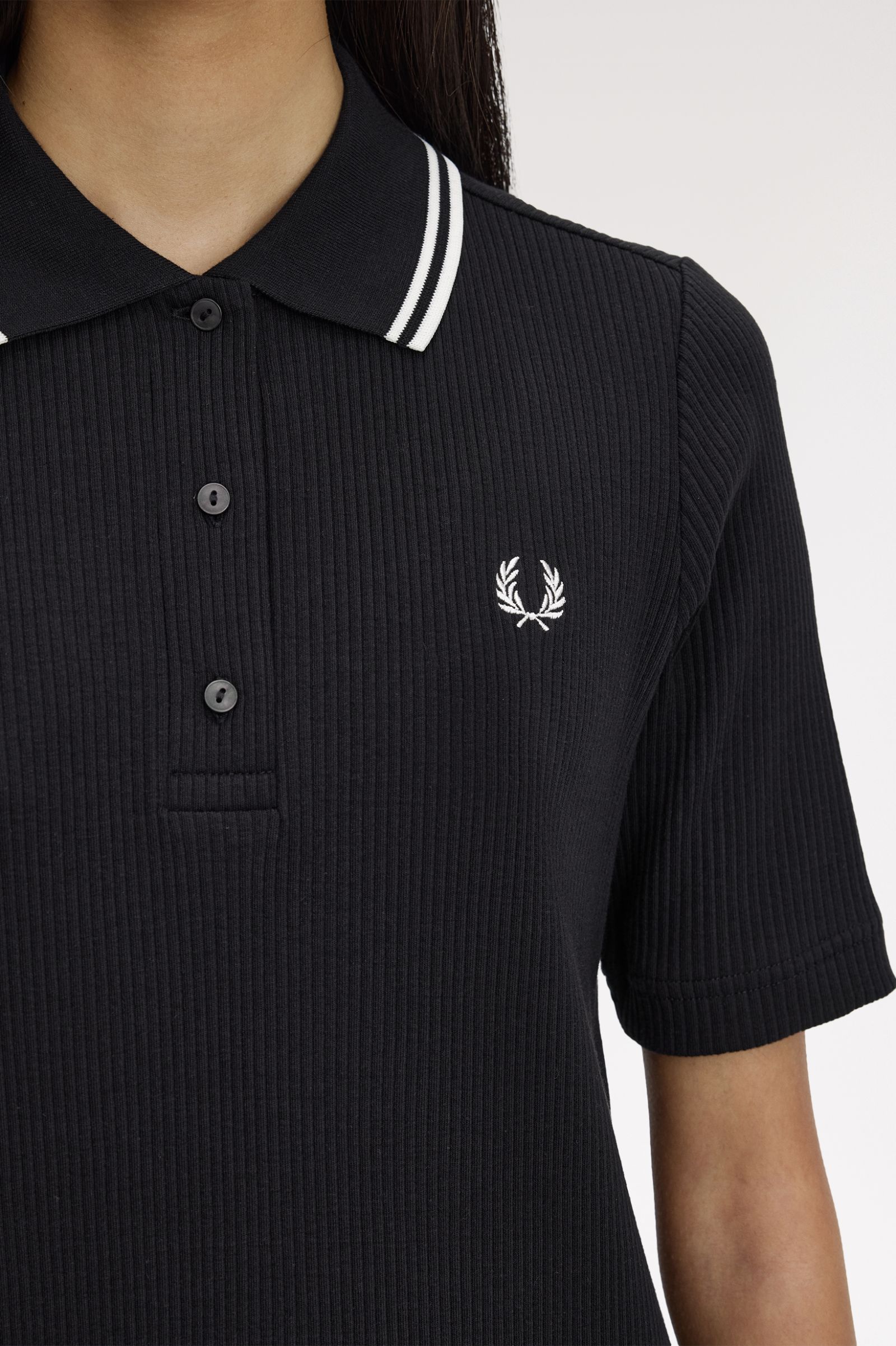 Fred Perry Ribbed Polo Dress (Black)