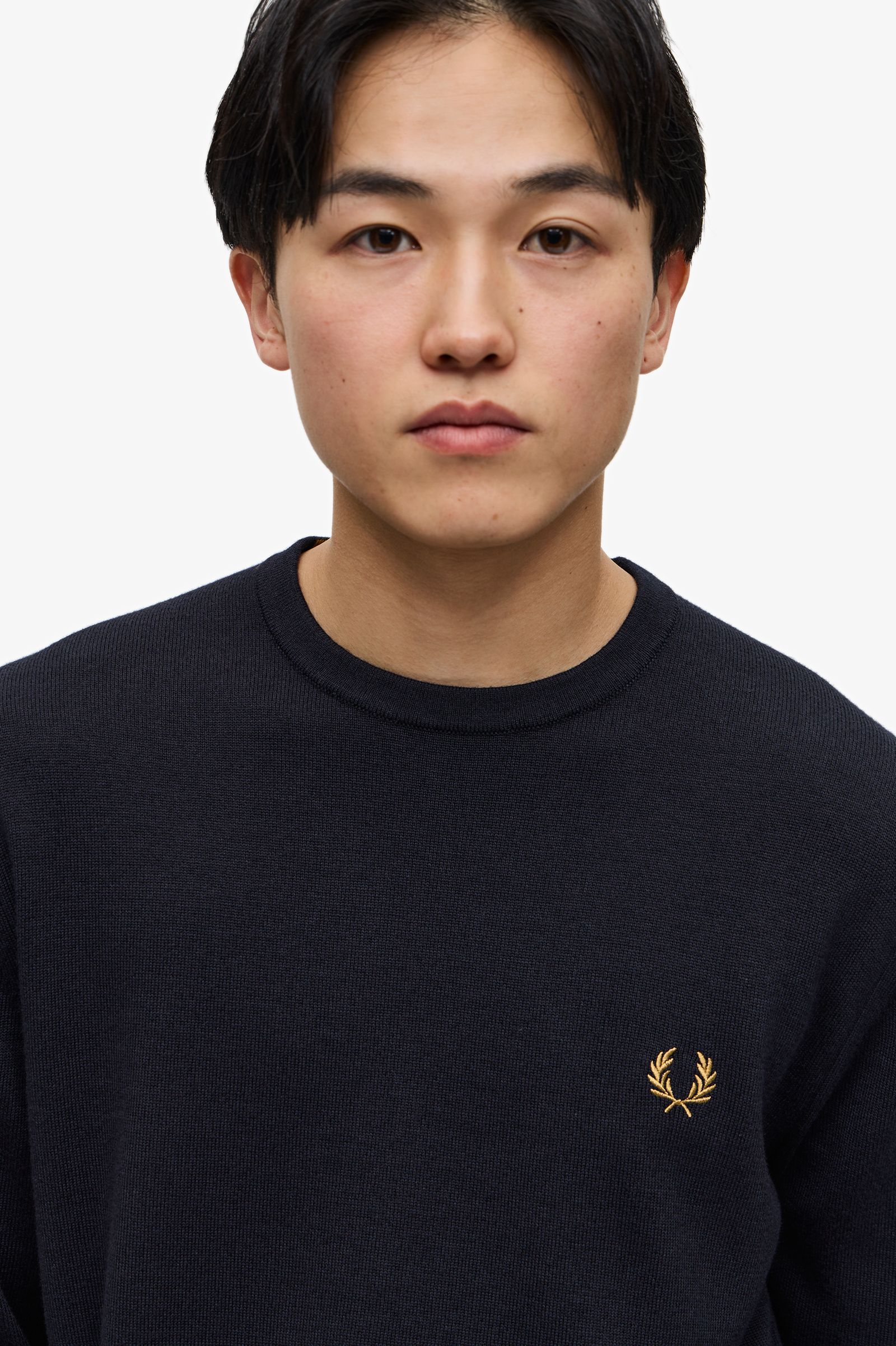 Fred Perry Classic Crew Neck Jumper in Navy