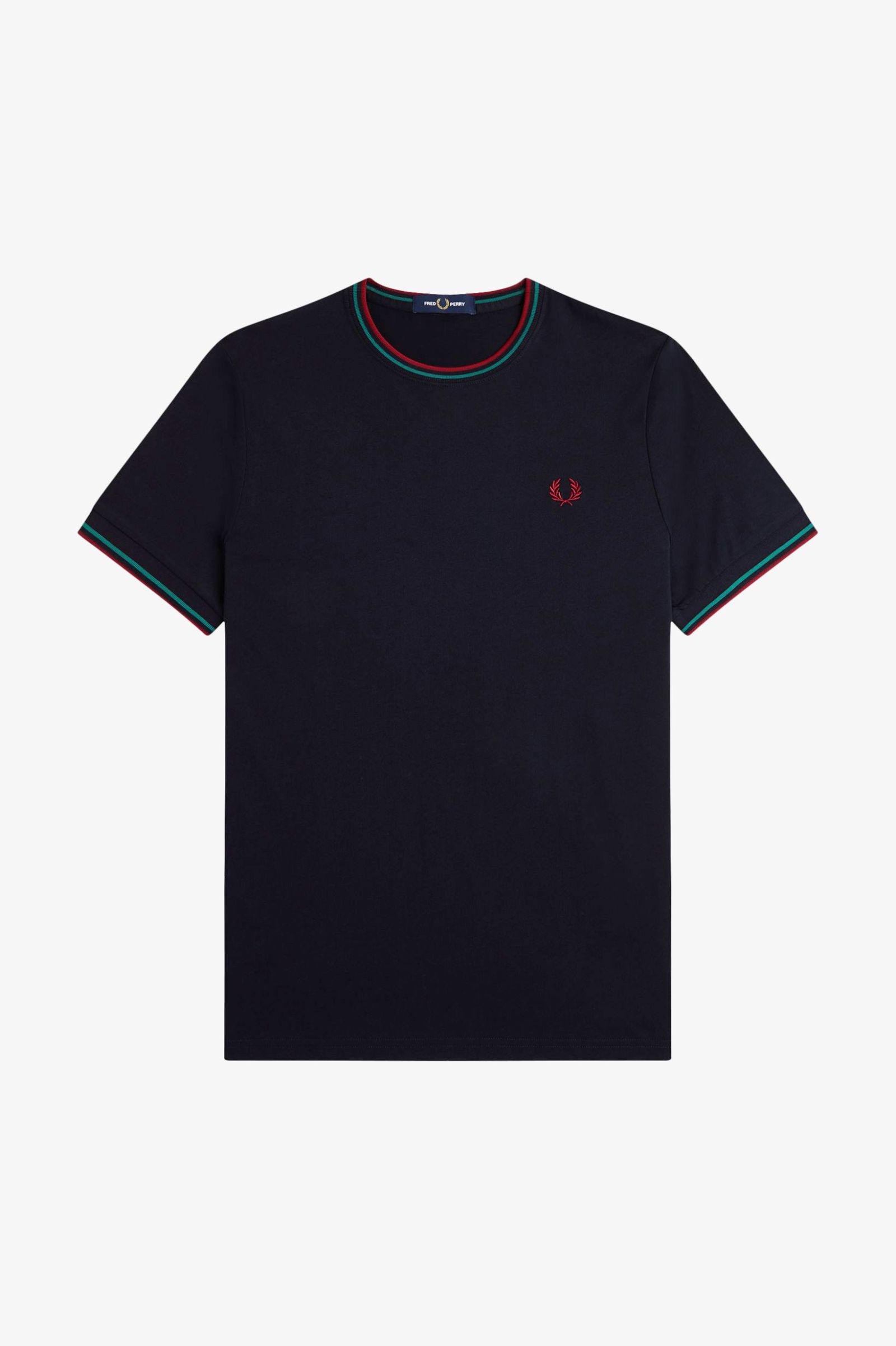 Fred Perry Twin Tipped T-Shirt in Navy/Sport Green/Burnt Red