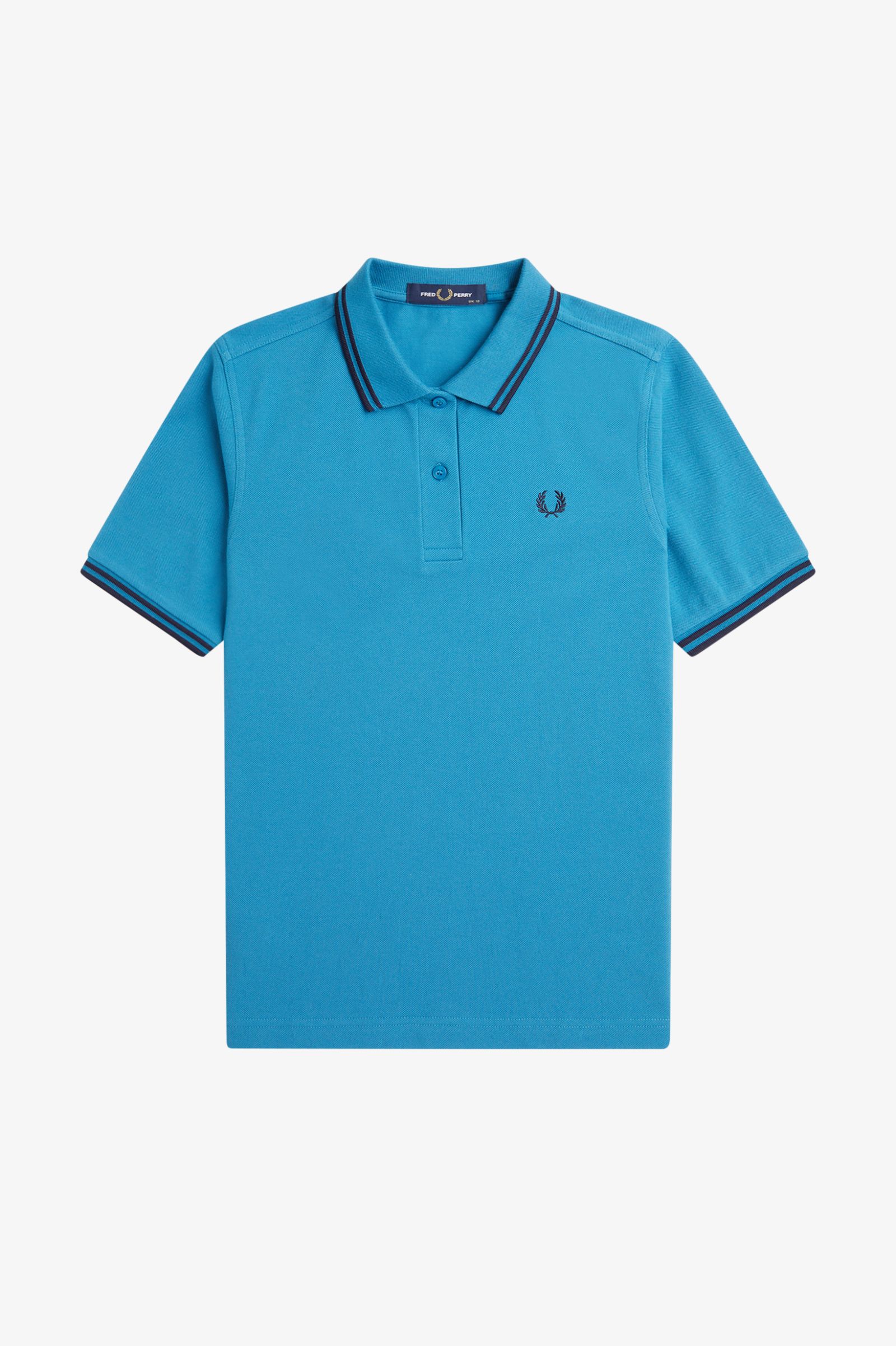 Fred Perry Damen Twin Tipped Polo Shirt (Runaway Bay Ocean / Black) 