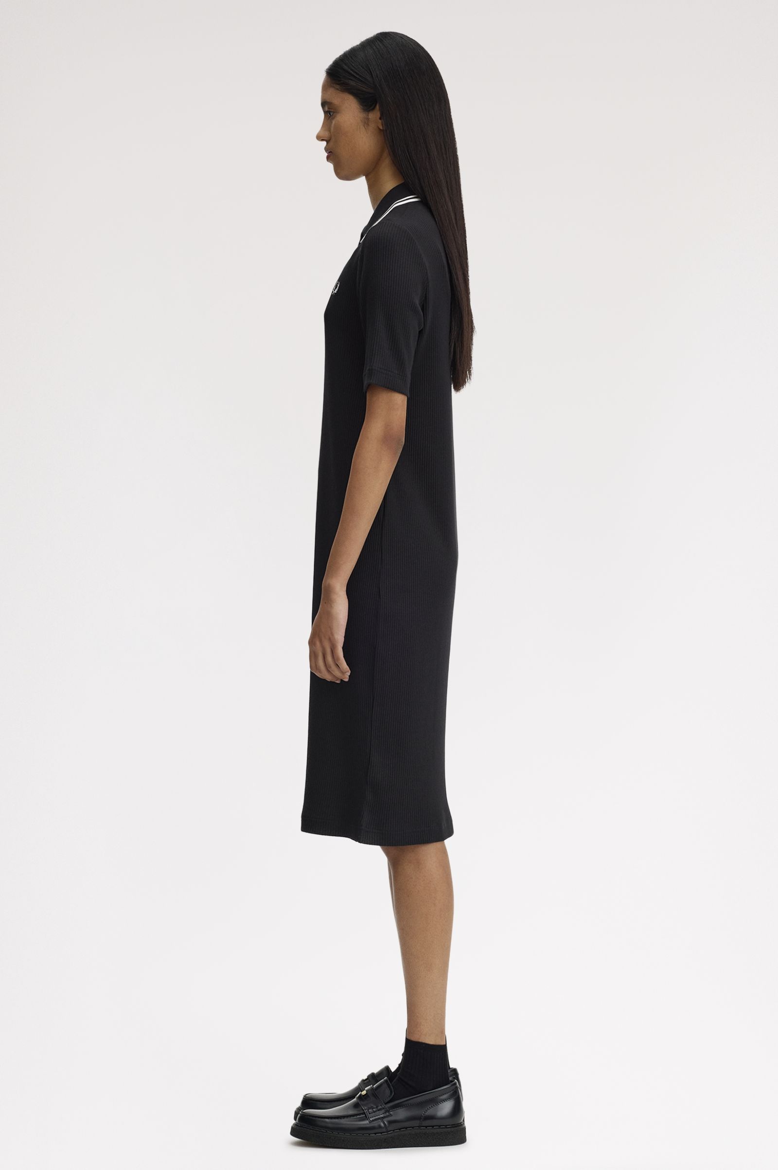 Fred Perry Ribbed Polo Dress (Black)