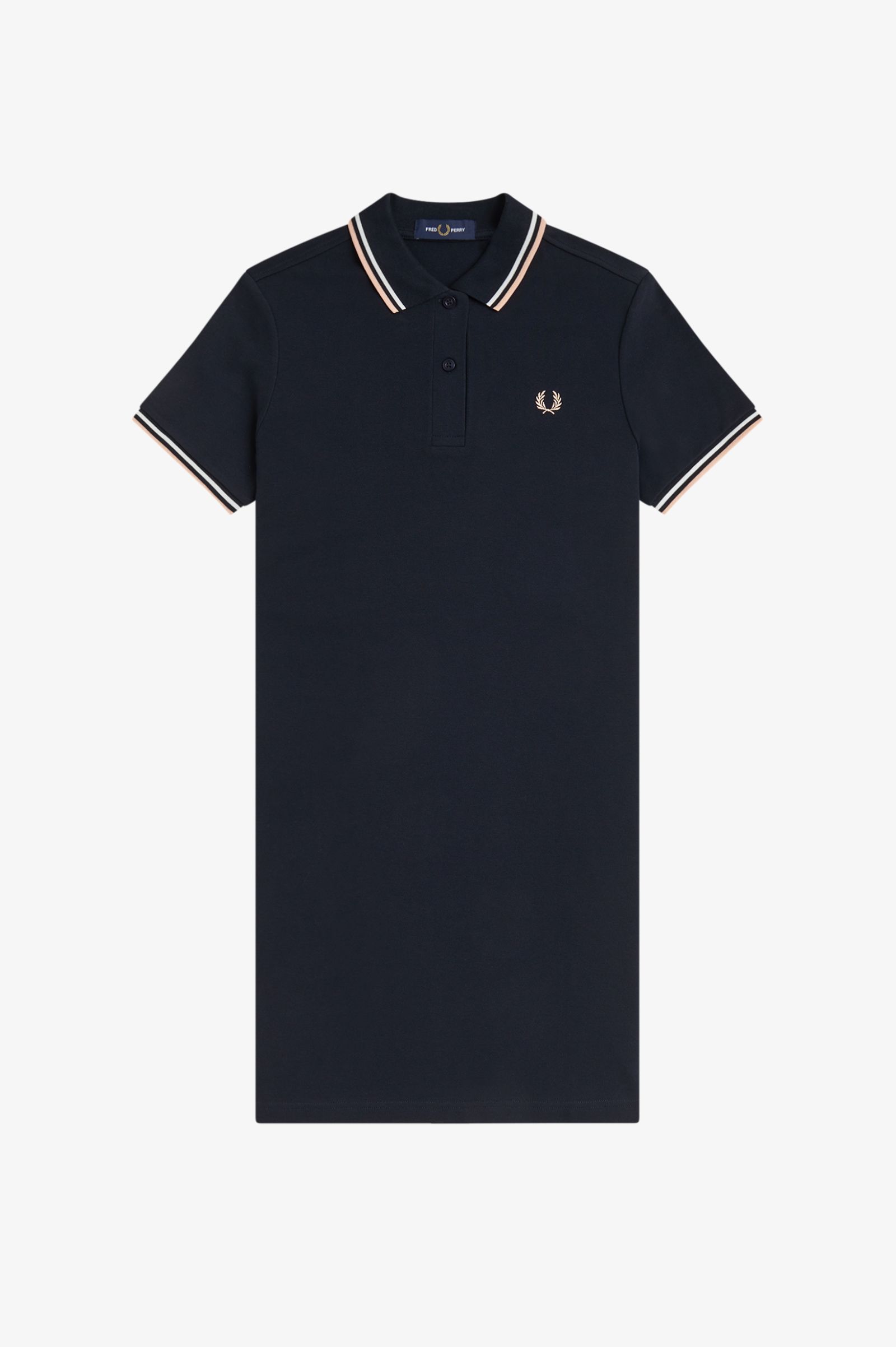 Fred Perry Twin Tipped Shirt Dress (Navy/Snow White/Peach)