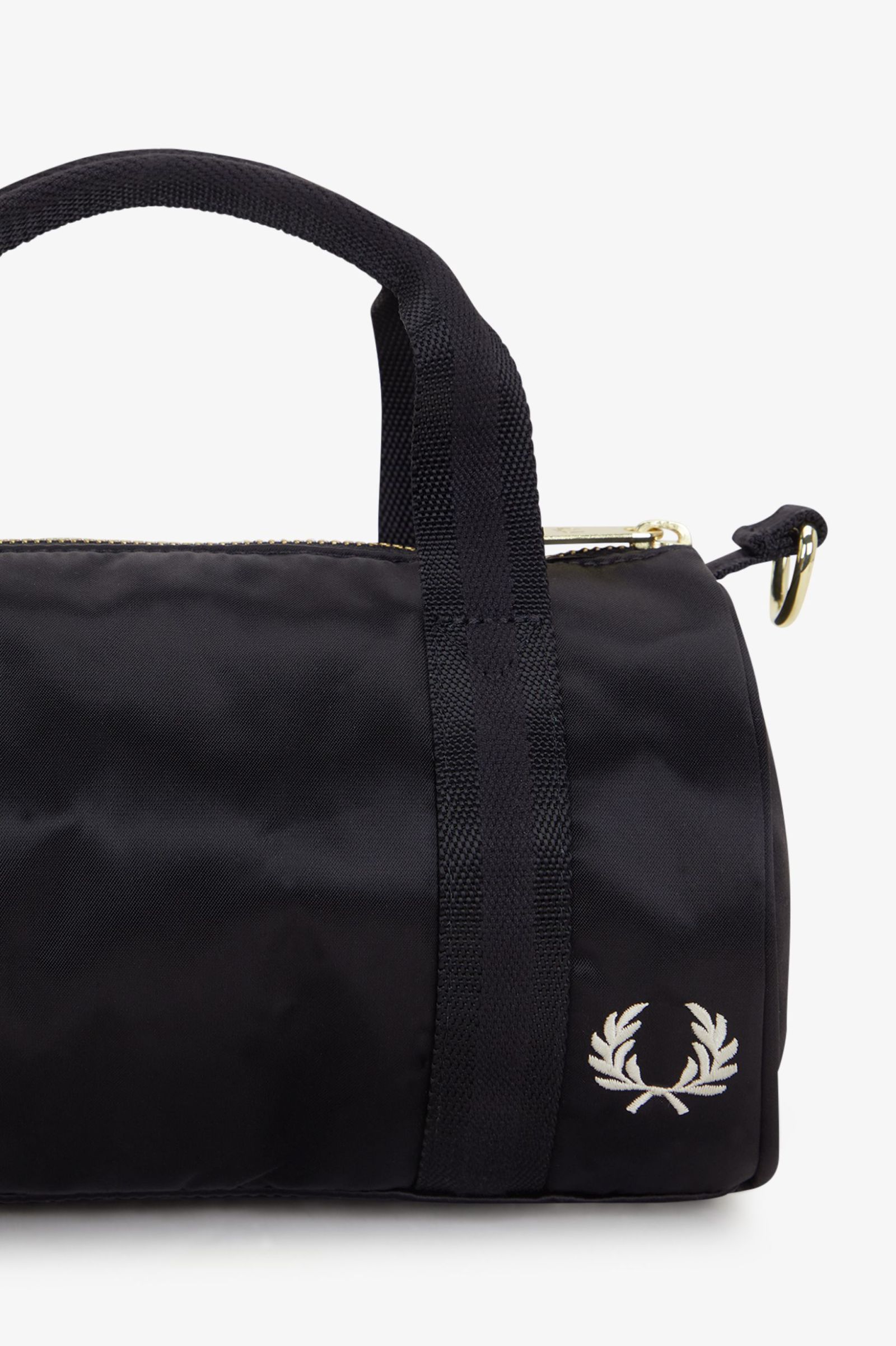 Fred Perry Amy Winehouse Mini Satin Barrel Bag in Black 