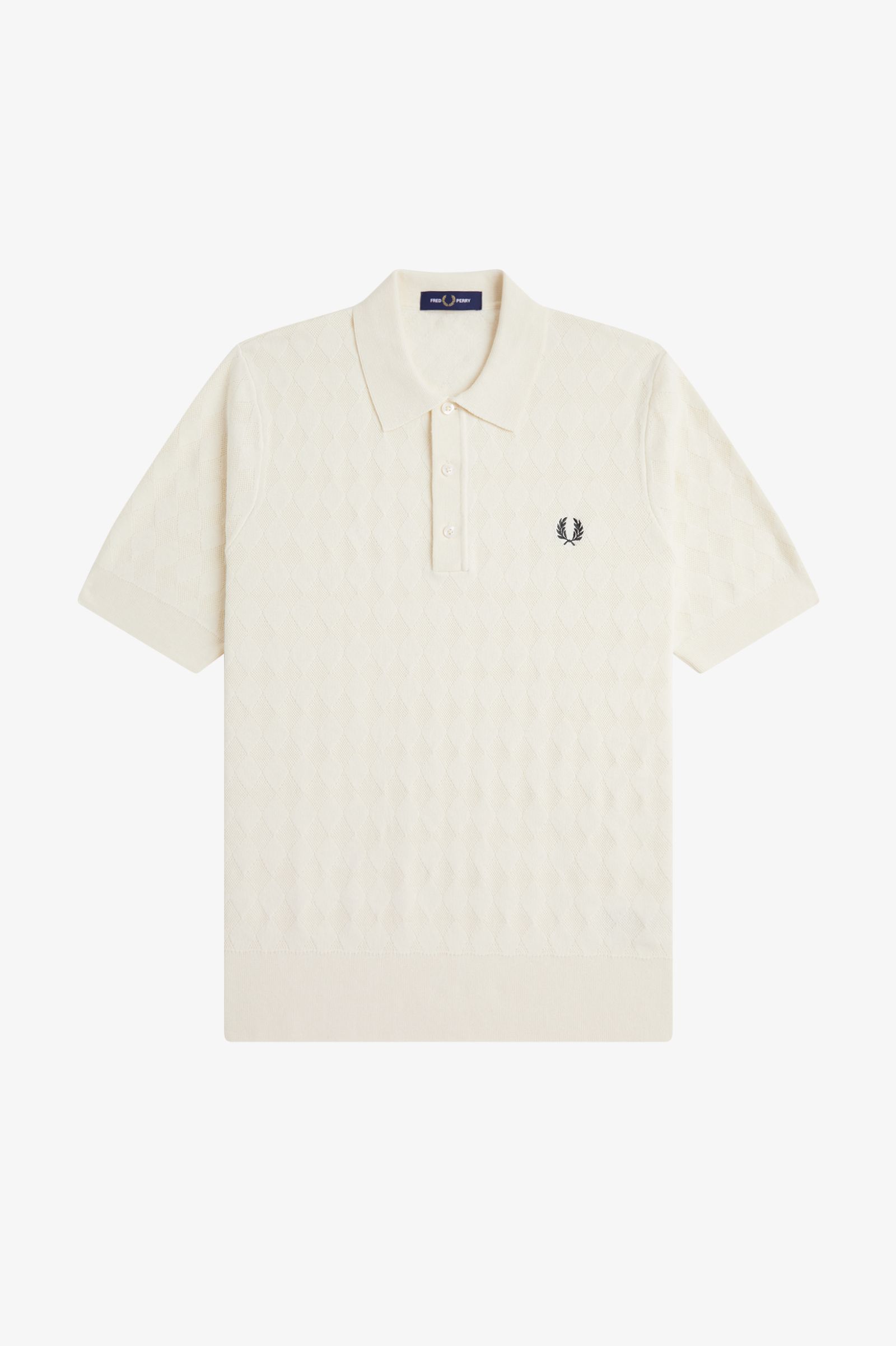 Fred Perry Pointelle Knitted Shirt (Ecru)