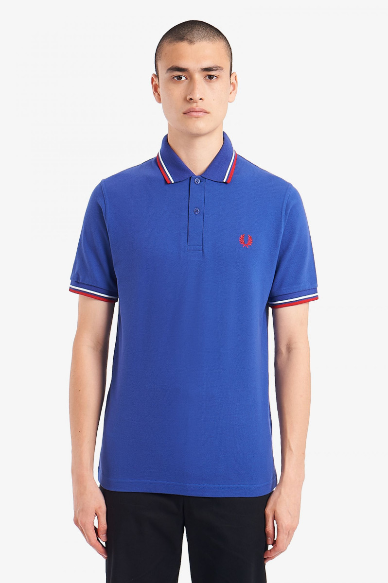 Fred Perry M12 Twin Tipped Fred Perry Shirt Bright Blue Made in England-38