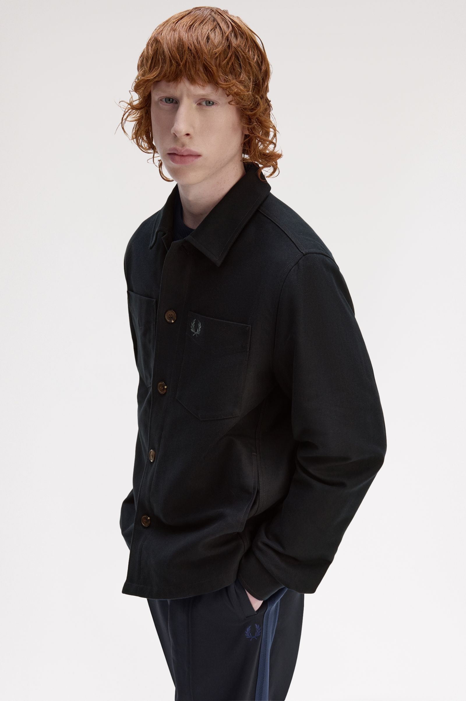 Fred Perry Brushed Twill Overshirt (Black)