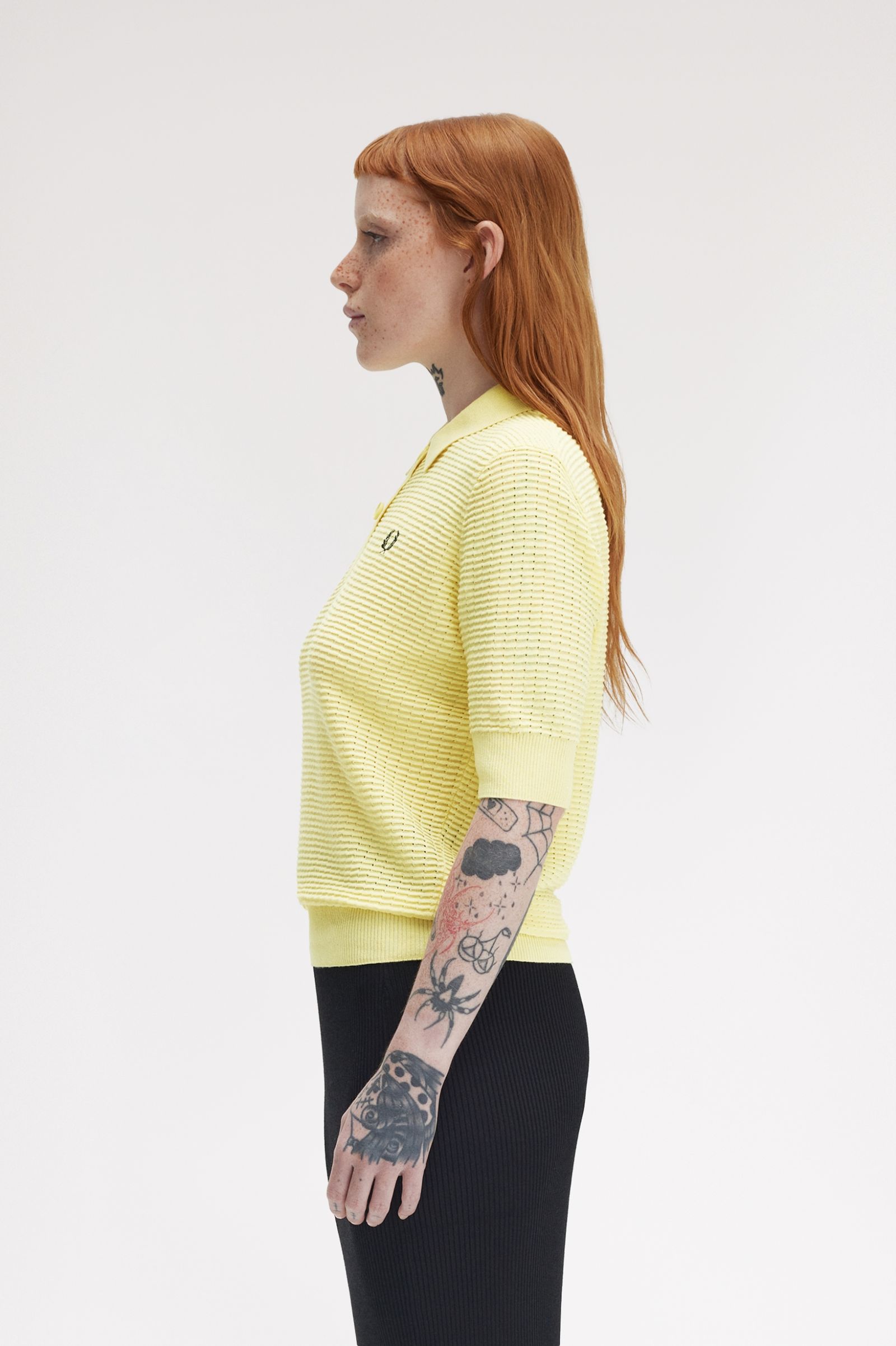 Fred Perry Texture Knit Polo Shirt in Champions Gold