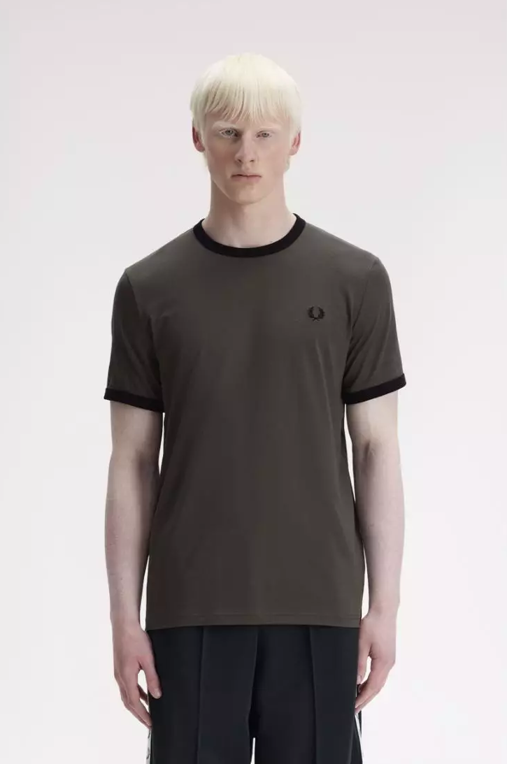 Fred Perry Ringer T-Shirt (Field Green/Black)
