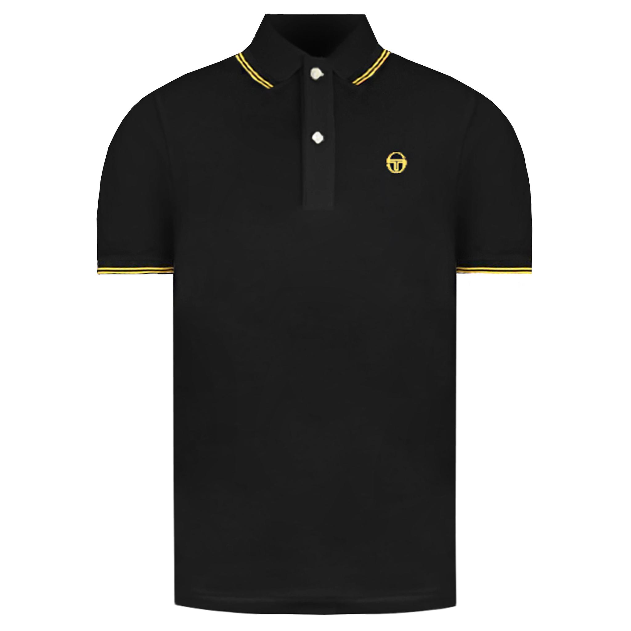 Sergio Tacchini Iconic Stripe Herren Poloshirt in Schwarz / Gelb