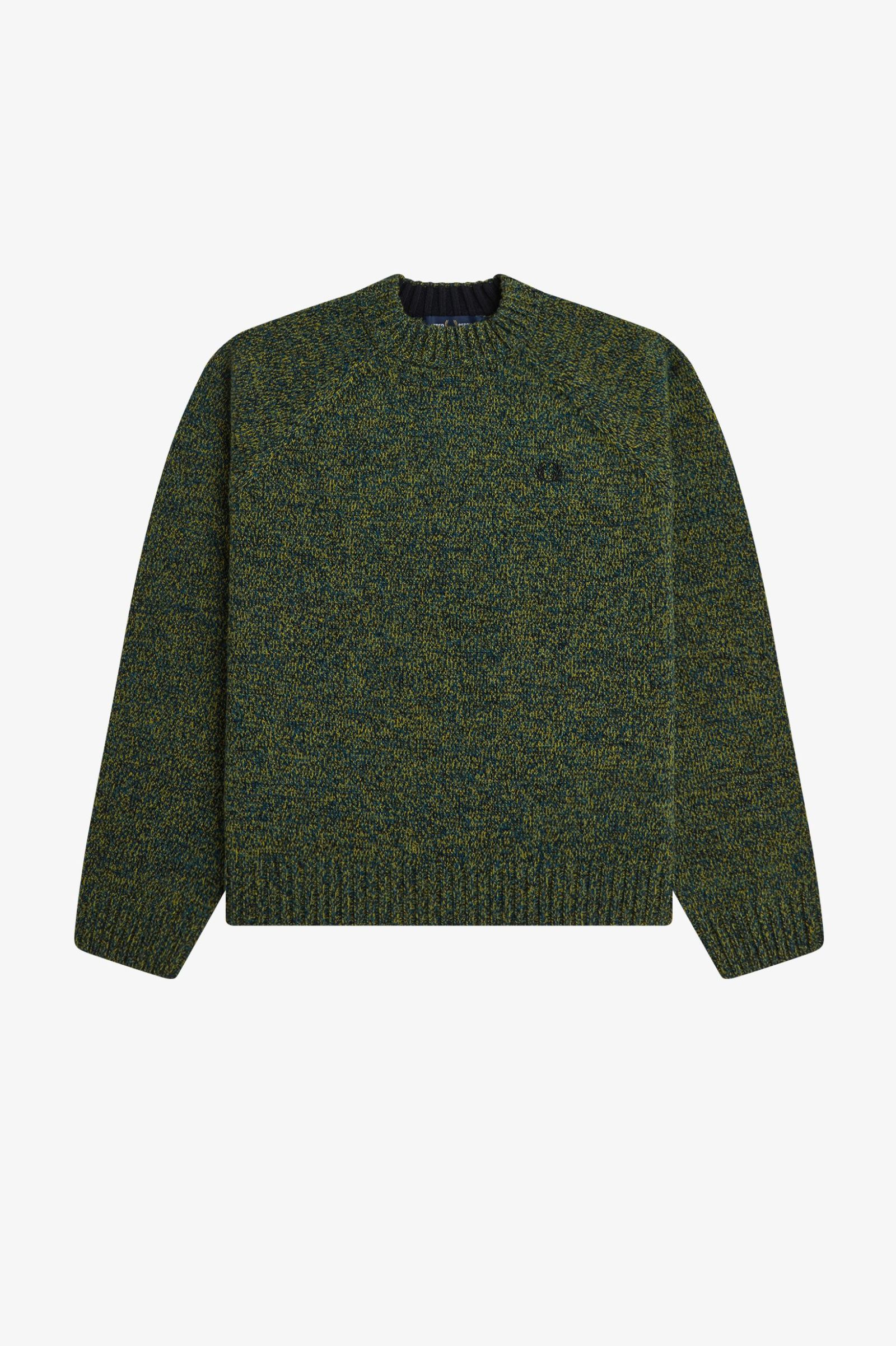 Fred Perry Twisted Marl Mock Neck Jumper (Tennisball Yellow/Dark Petrol/Black)