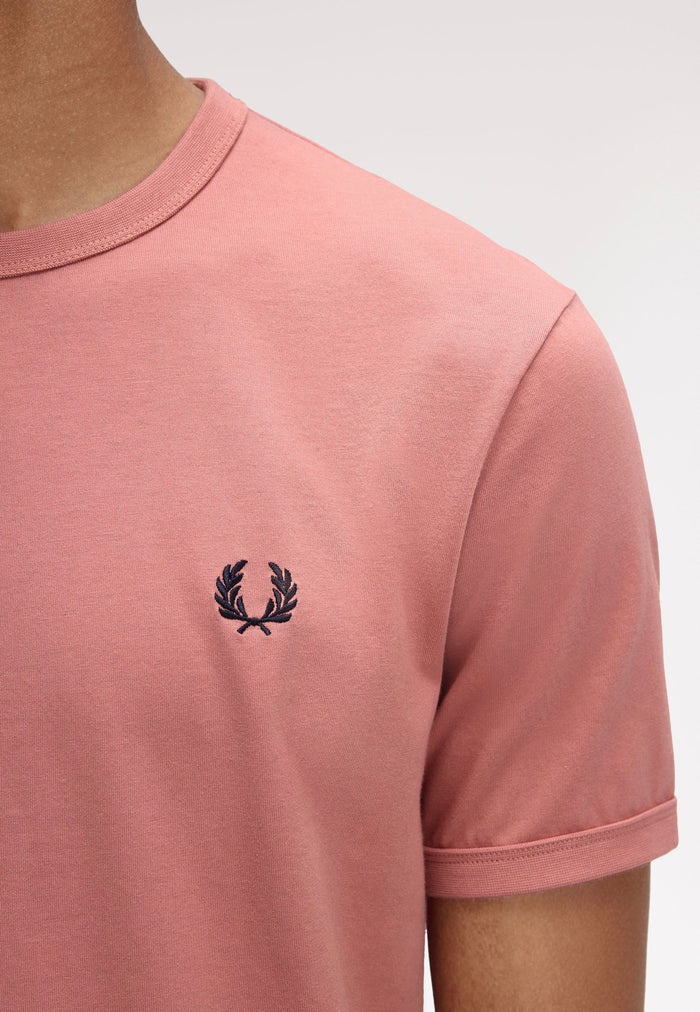 Fred Perry Ringer T-Shirt in Putty Pink
