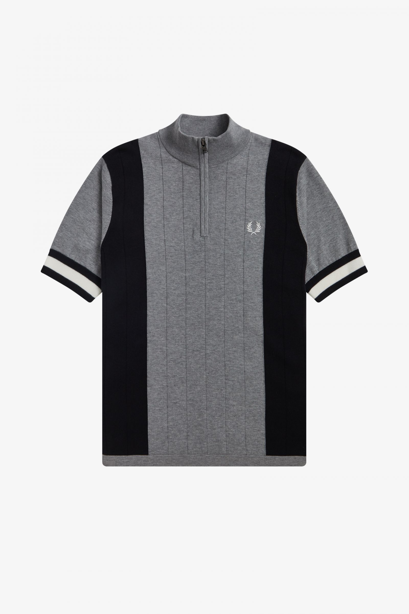 Fred Perry Striped Funnel Neck Knitted Shirt