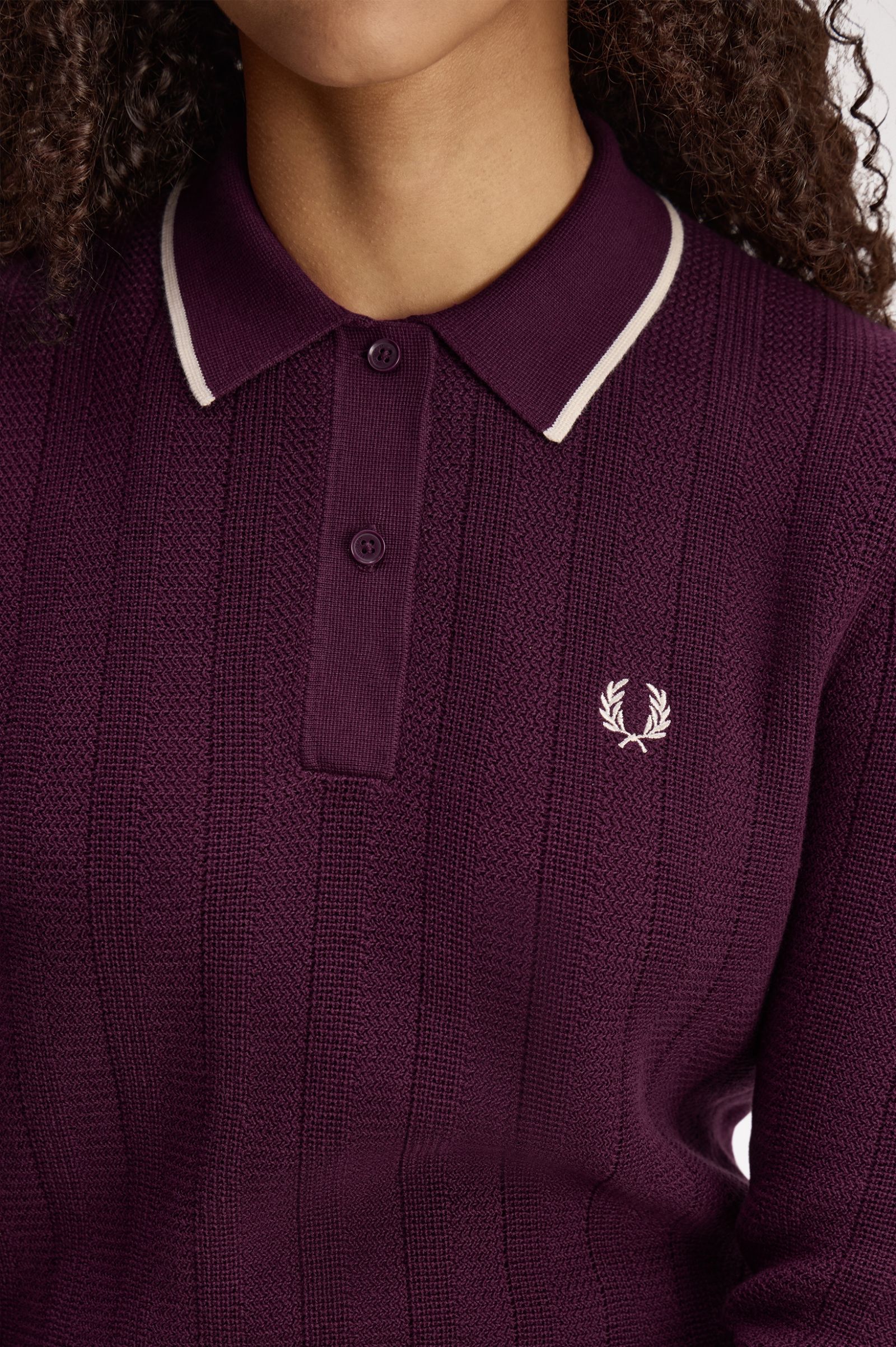Fred Perry Textured Knitted Shirt (Plum)