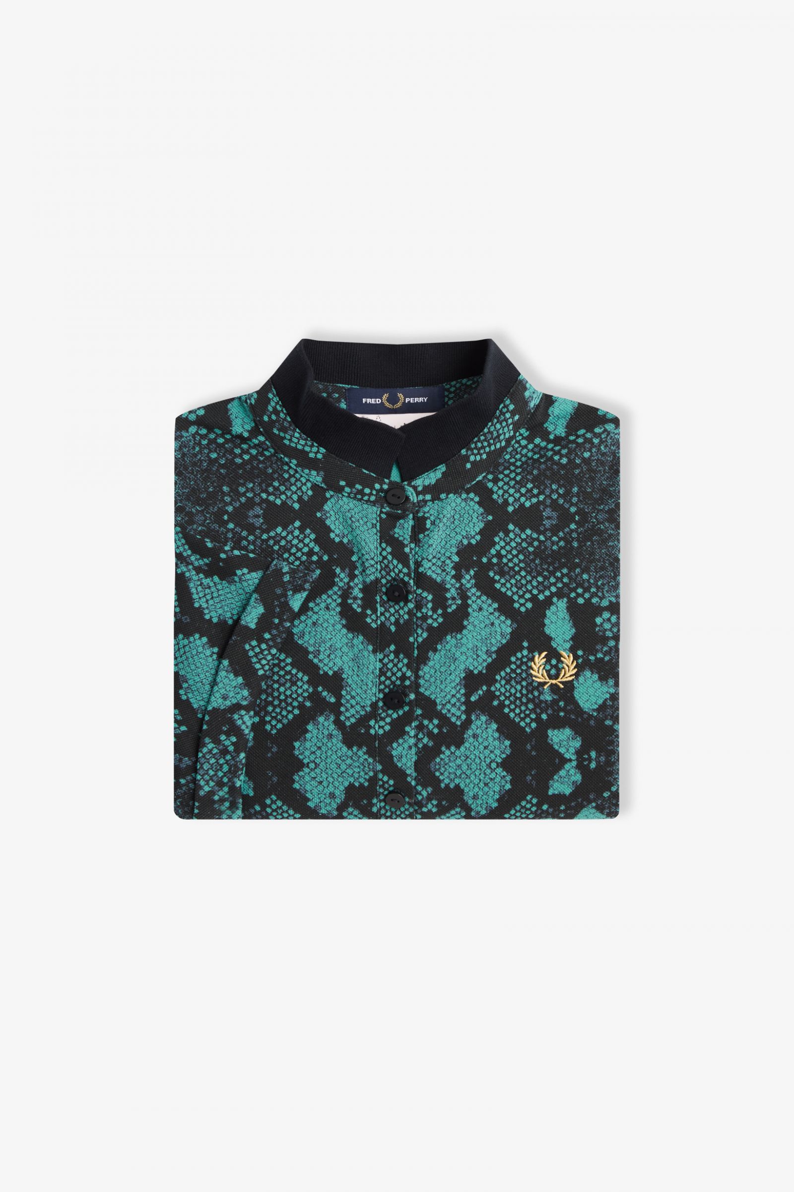 Fred Perry Amy Winehouse Polohemd mit Schlangen-Print in Deep Mint