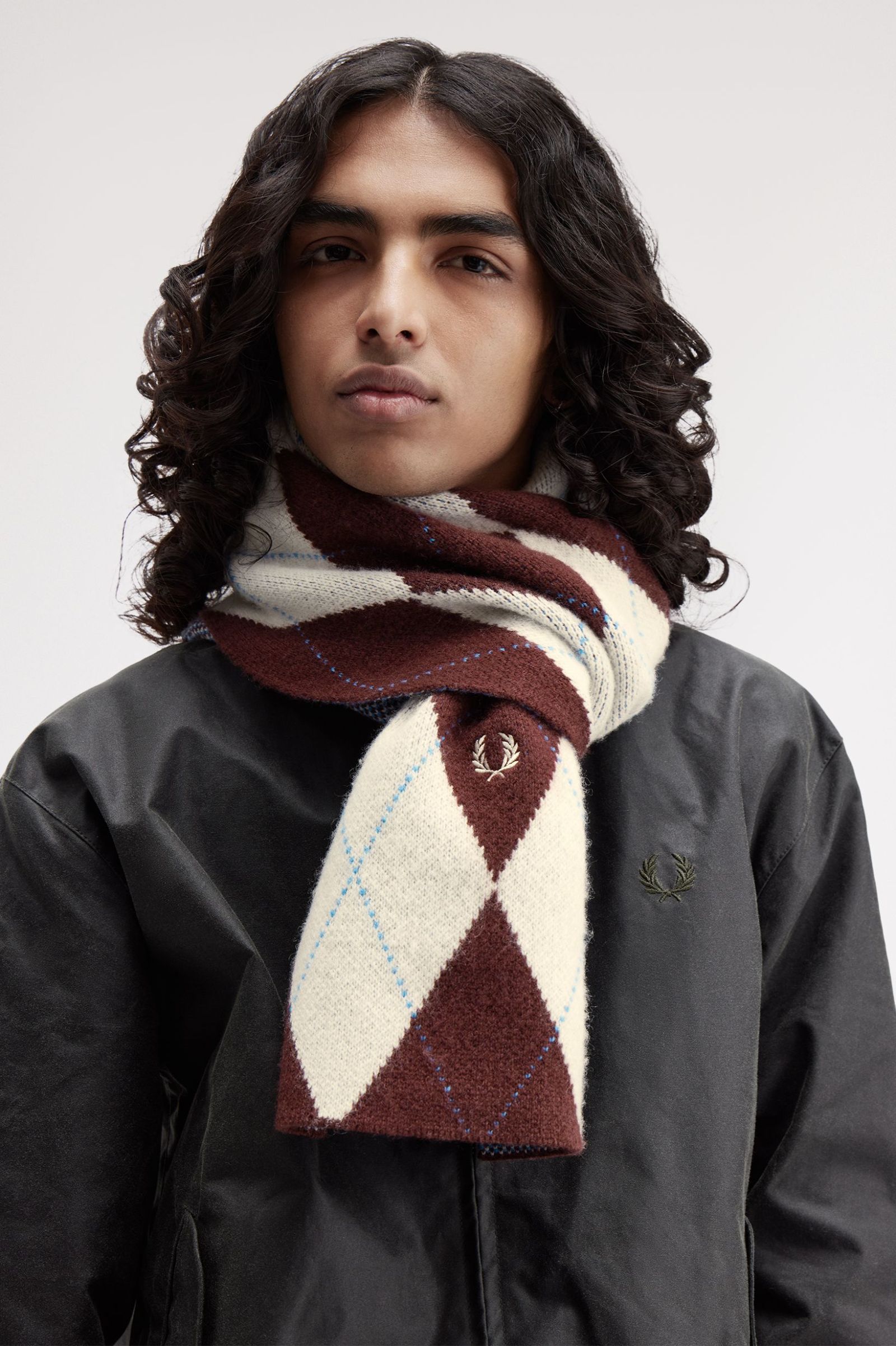 Fred Perry Brushed Argyle Scarf (Ecru)
