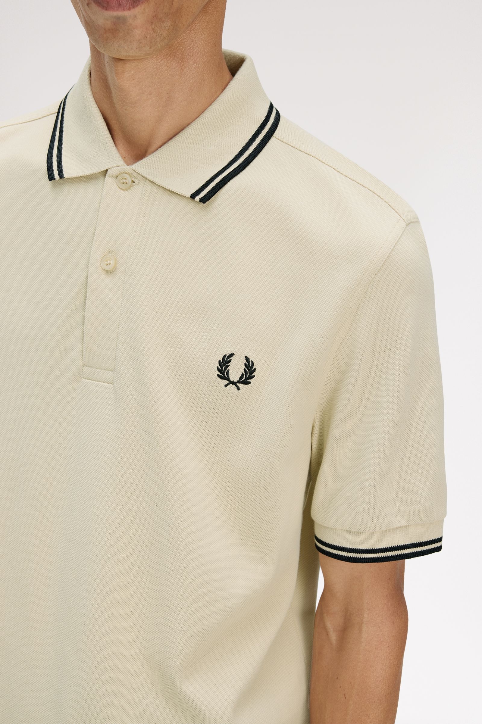 Fred Perry M3600 Polo Shirt (Oatmeal/Black/Black)