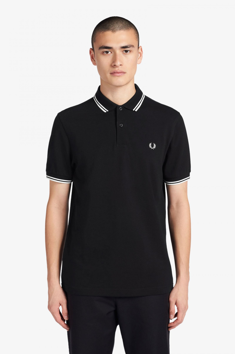 Fred Perry Poloshirt Schwarz/Weiss M3600-XL