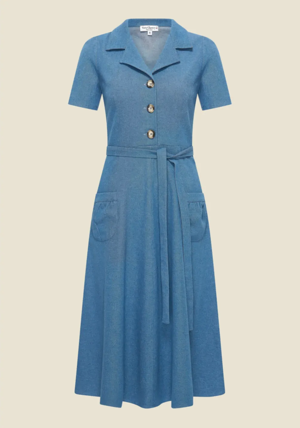 Very Cherry Revers Dress Midi (Light Denim)