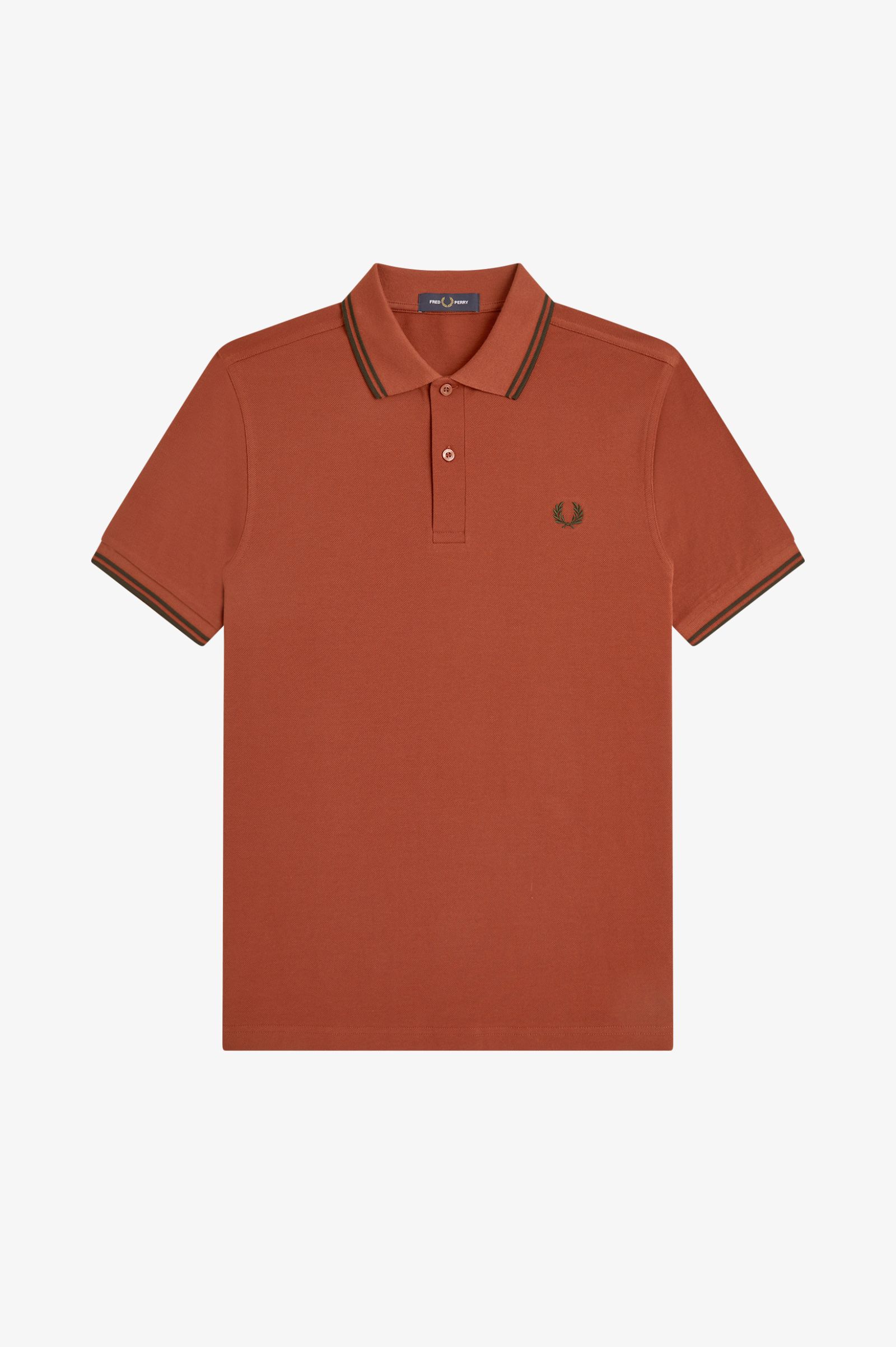 Fred Perry M3600 Twin Tipped Polo Shirt (Brandy/Night Green/Night Green)