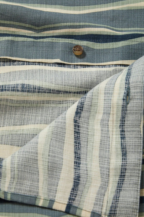 Brixton Cru SLub Relaxed S/S Shirt in Basalt Blue/Painterly Stripe 