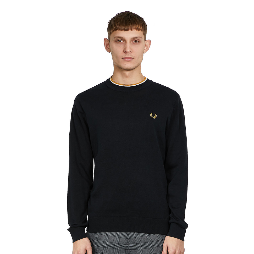Fred Perry Striped Roll Neck Jumper Black-XL