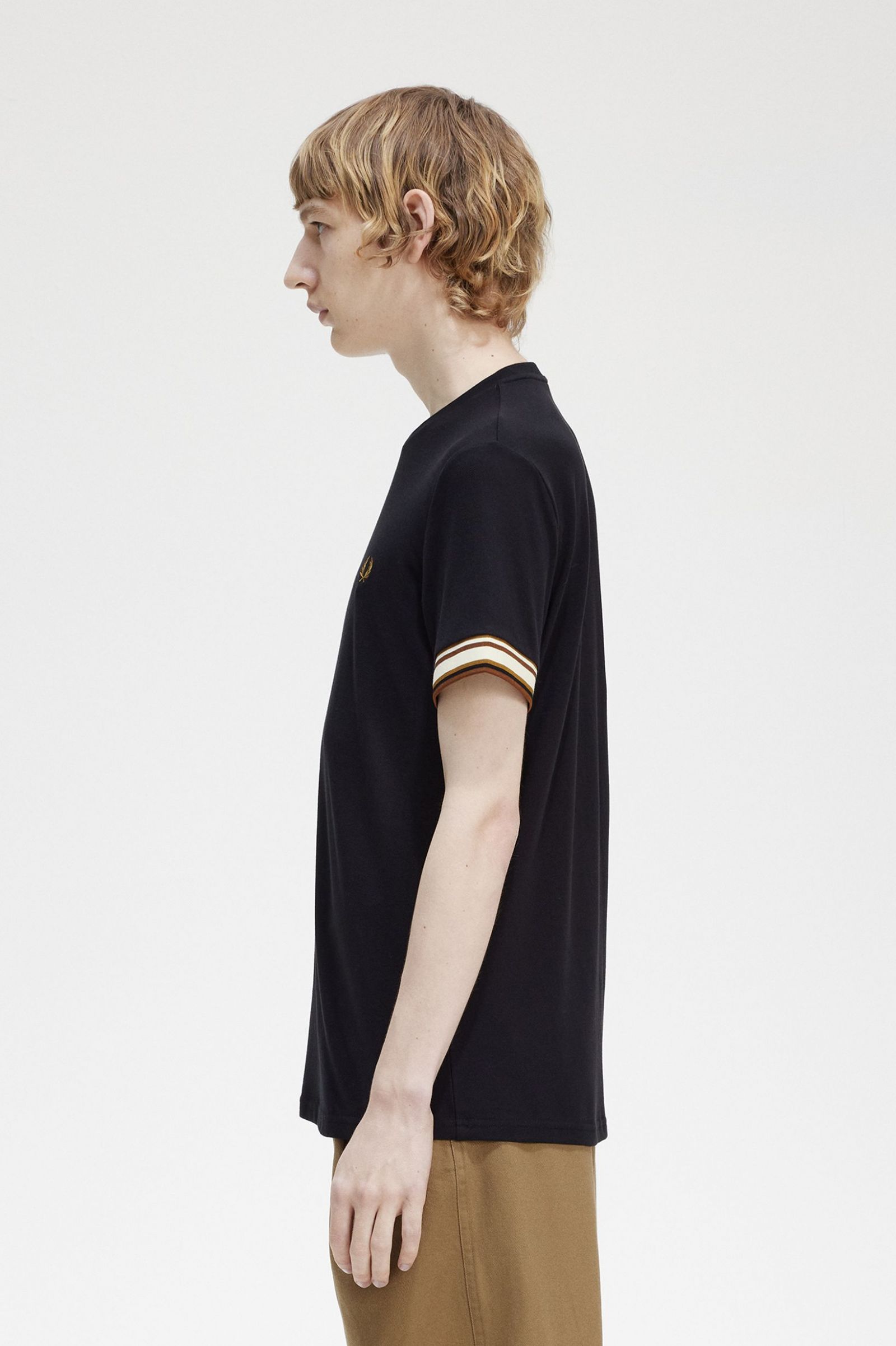 Fred Perry Bold Tipped Piqué T-Shirt in Black