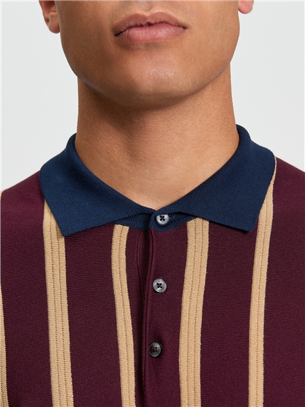 Ben Sherman Raised Stripe Polo (Dark Wine)