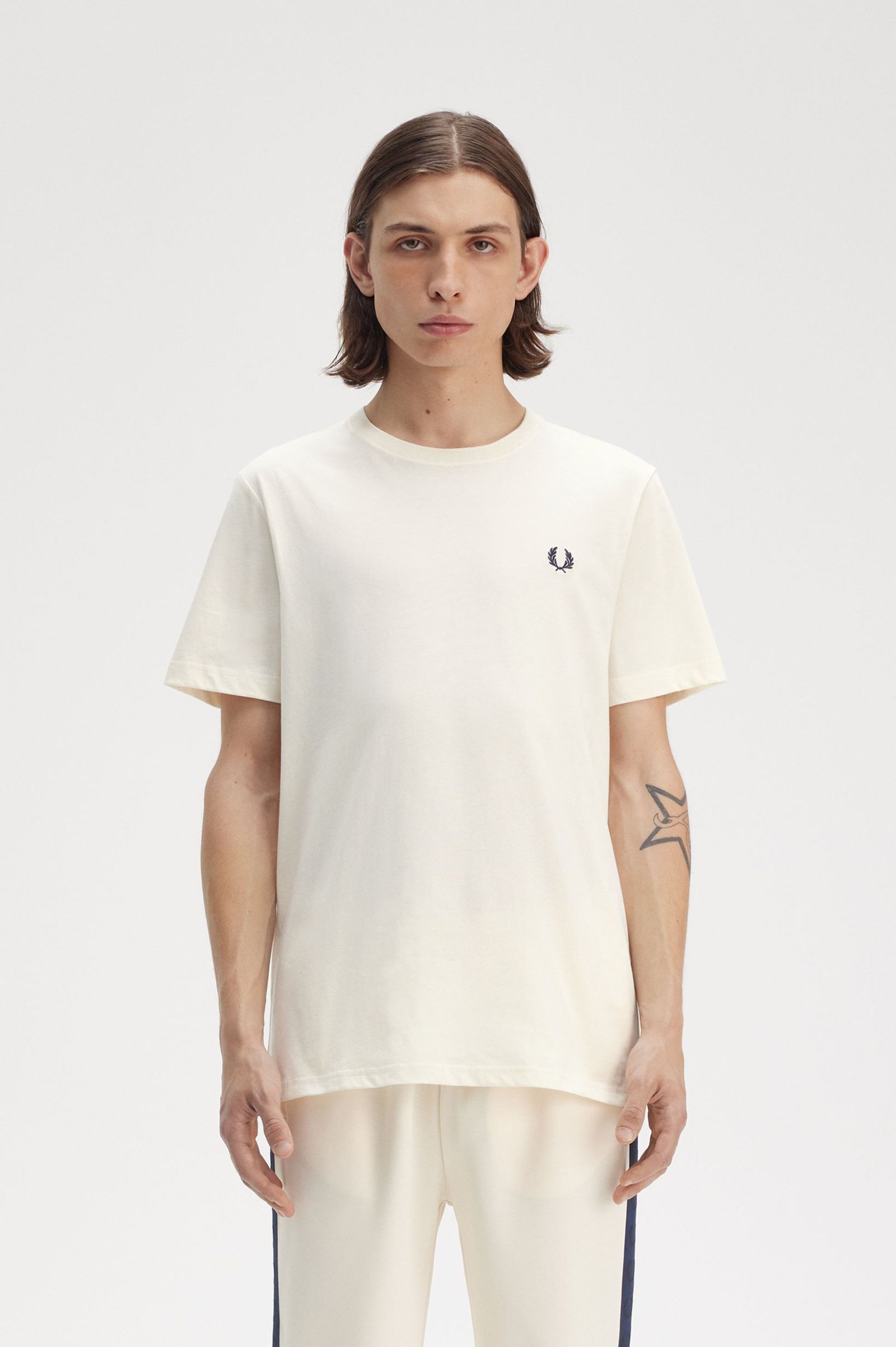 Fred Perry Crew Neck T-Shirt in Ecru