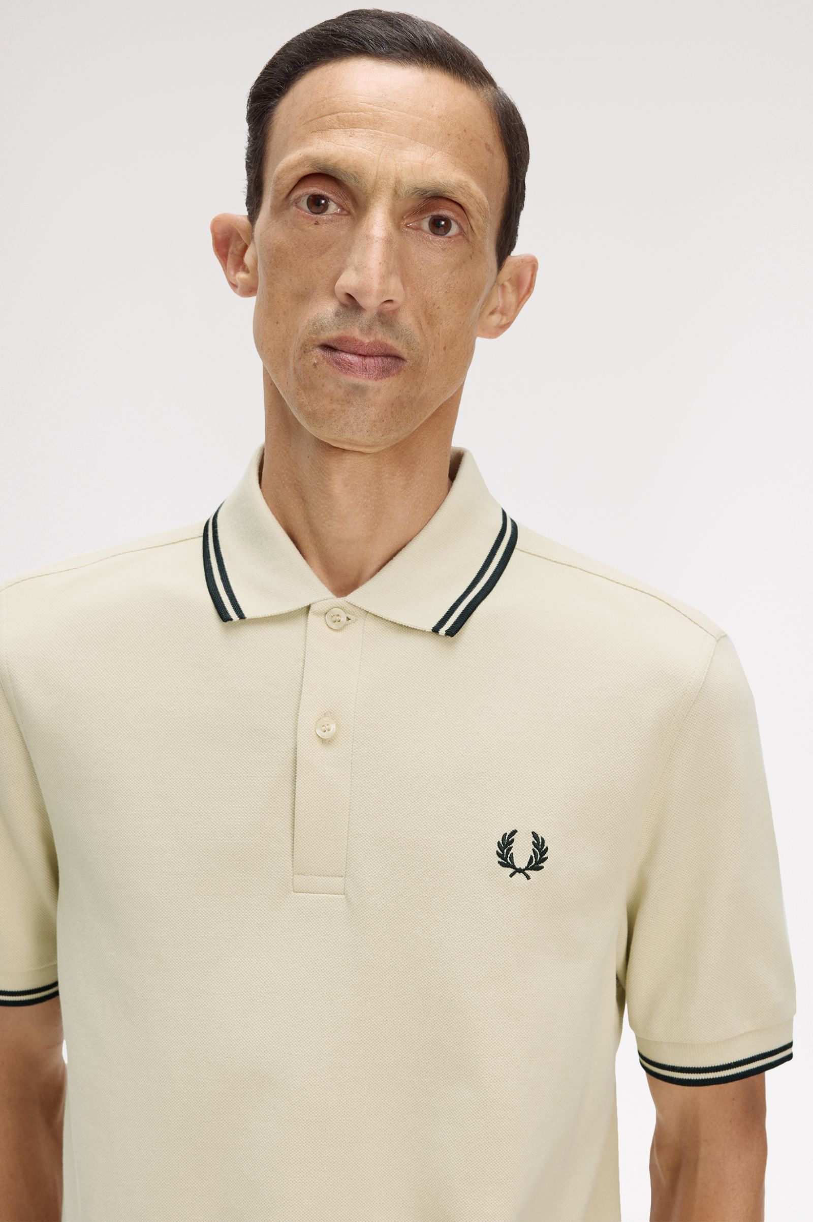 Fred Perry M3600 Polo Shirt (Oatmeal/Black/Black)