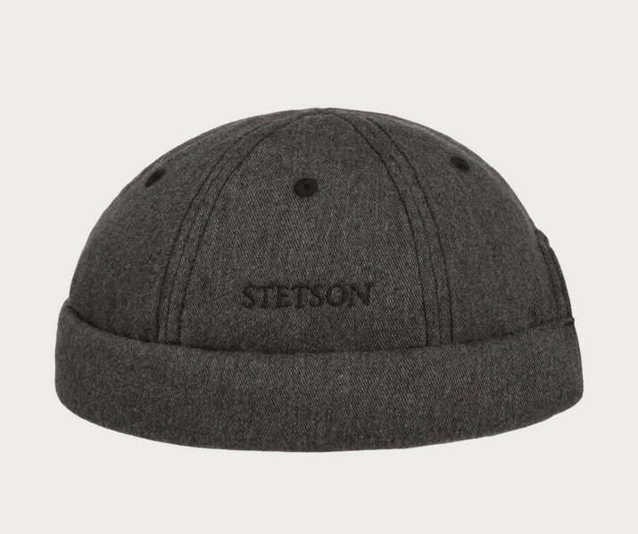 Stetson Cotton Melange Docker Hat in Anthracite