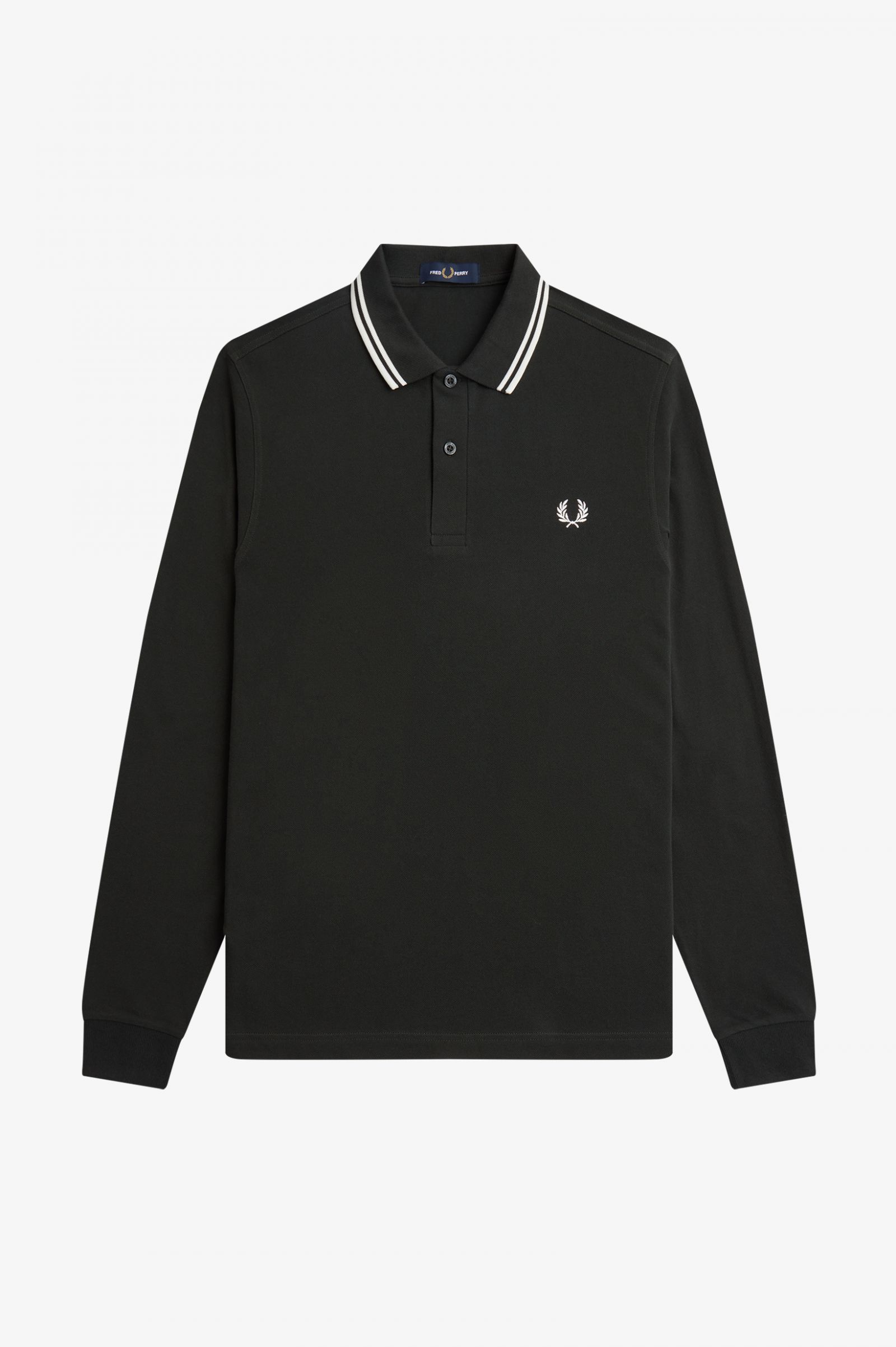 Fred Perry M3636 long sleeve tipped shirt - Nachtgrün