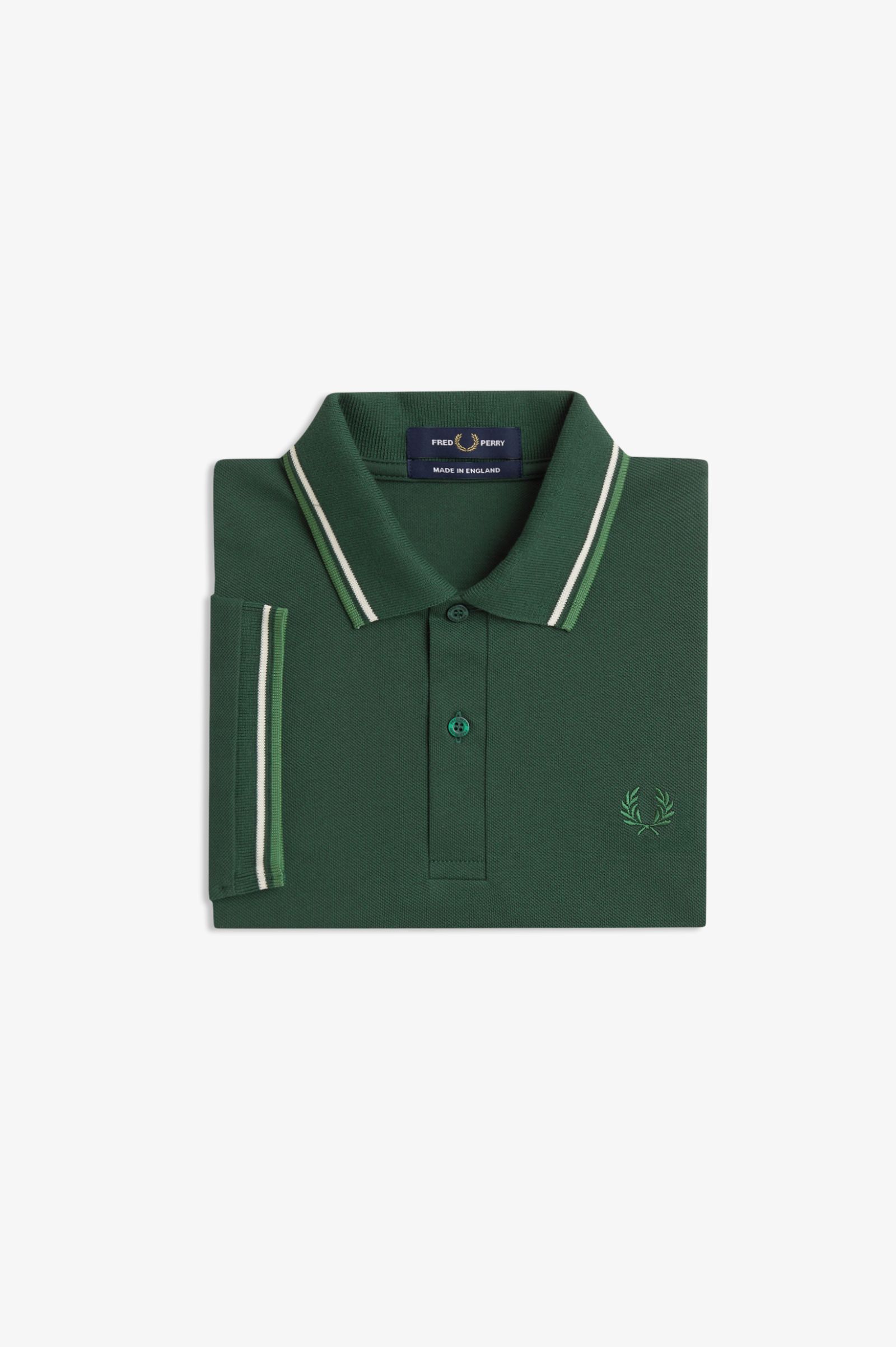 Fred Perry Made in England M12 Twin Tipped Polo Shirt (Grassroots/Tramline White/Ace Green)