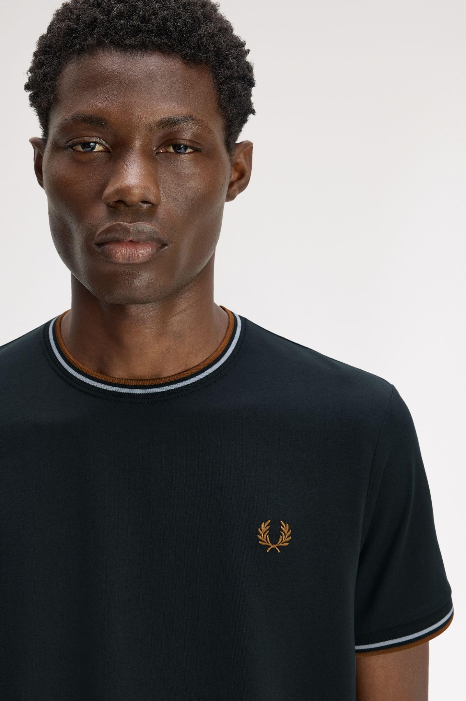 Fred Perry Twin Tipped T-Shirt (Night Green/Dusky Blue/Dark Caramel)