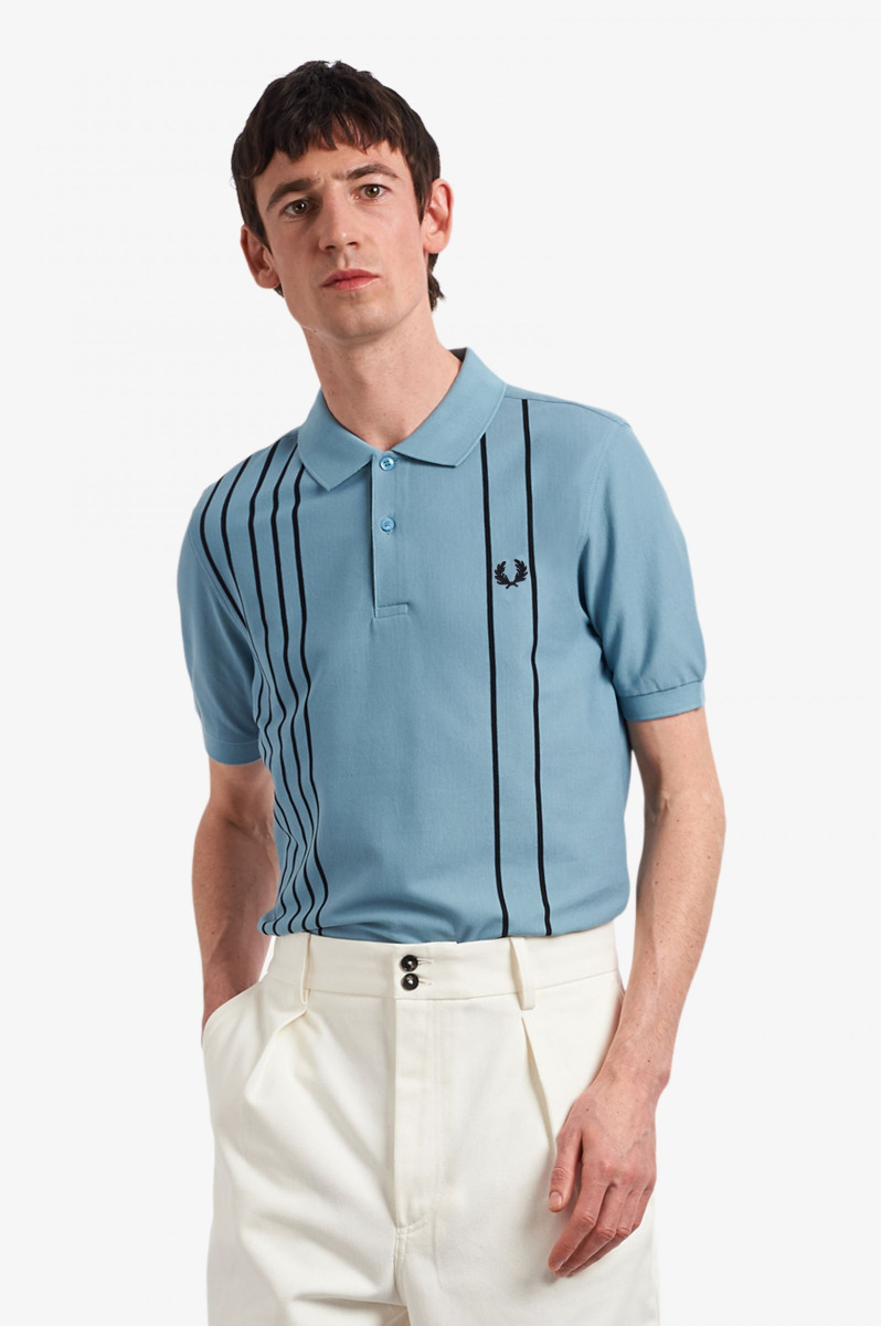 Fred Perry Refined Stripe Polo Smoke Blue-S
